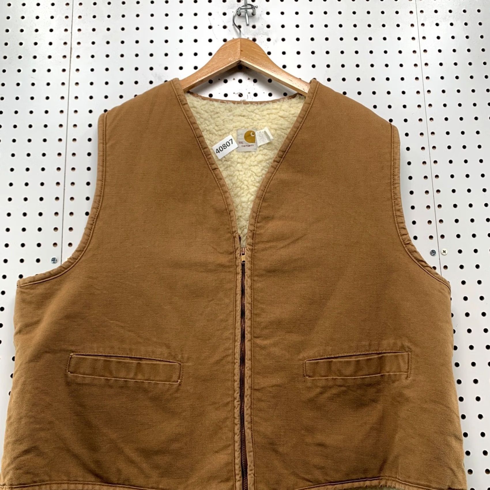 Carhartt VINTAGE Carhartt Vest Shirt Mens 2XL Tan Brown Canvas Sherpa 70s USA 6SV Bomber Workwear Casual Winter Fall Spring Mens Size US XXL / EU 58 / 5 - 4 Thumbnail