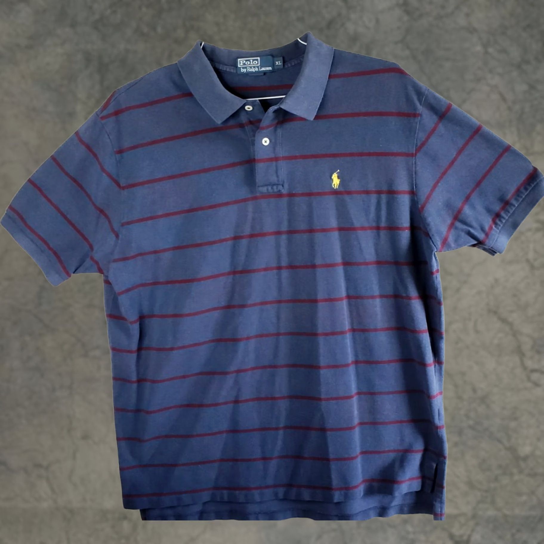 Ralph Lauren Ralph Lauren Polo Shirt Mens XL Blue with Maroon Stripes Short Sleeve Pullover Polo Shirt Size US XL / EU 56 / 4 - 1 Thumbnail