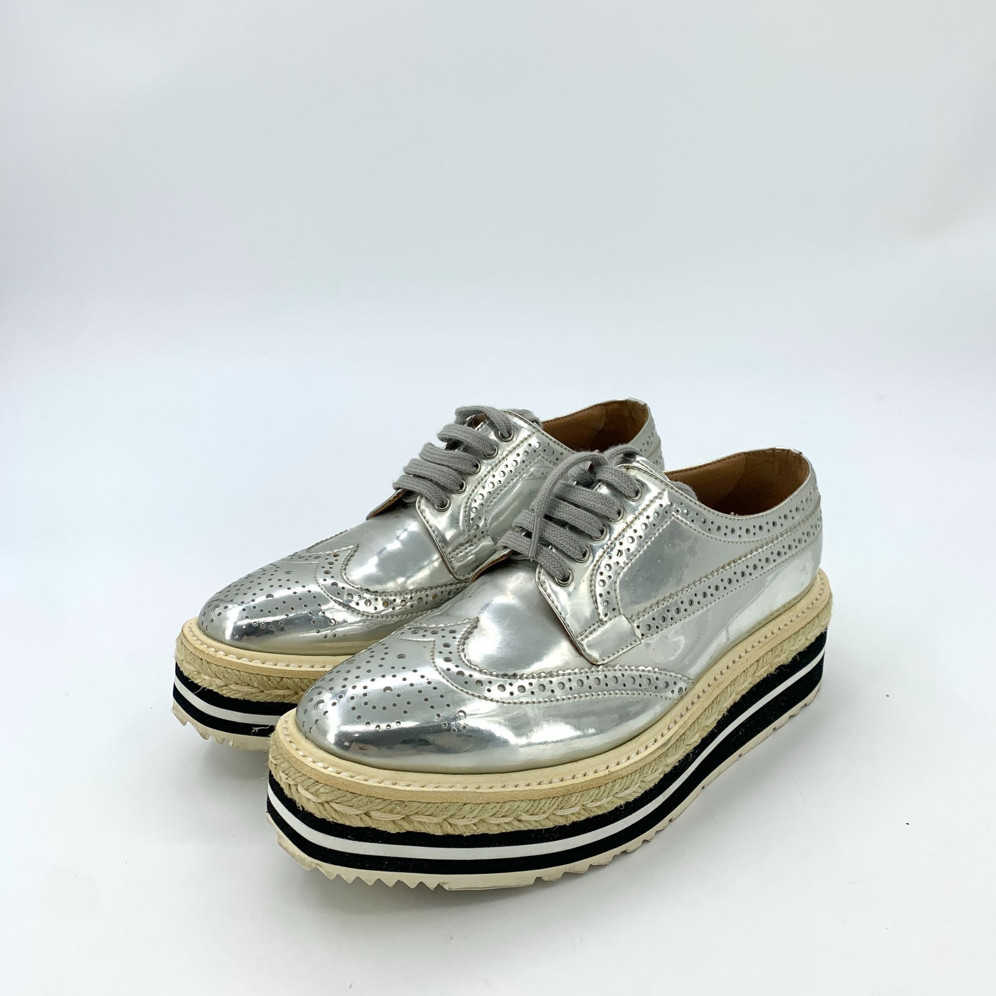 Prada Prada Baroque-Style Lace-Up Platform Shoes (Size 36) Size US 6 / IT 36 - 1 Thumbnail