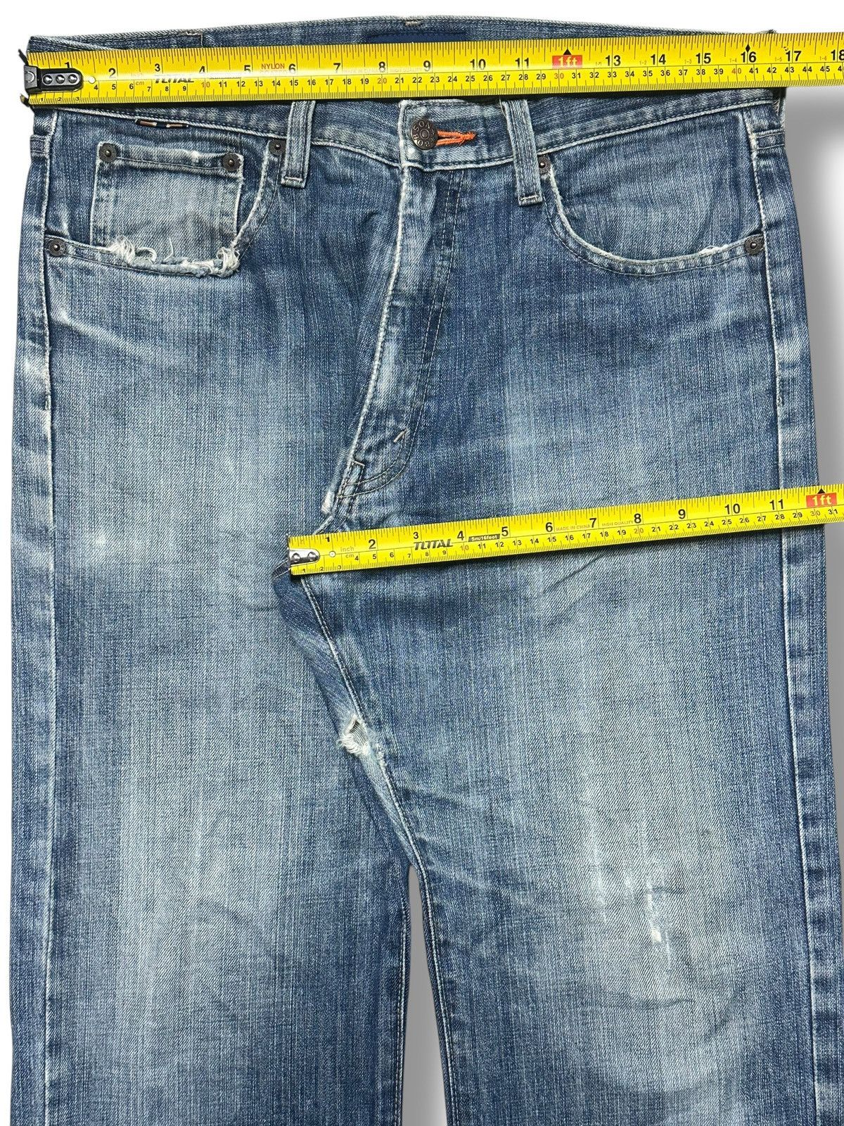 Vintage Cattle Horn Vintage Distressed Blue Denim Jeans Faded Wash Size US 33 - 20 Thumbnail