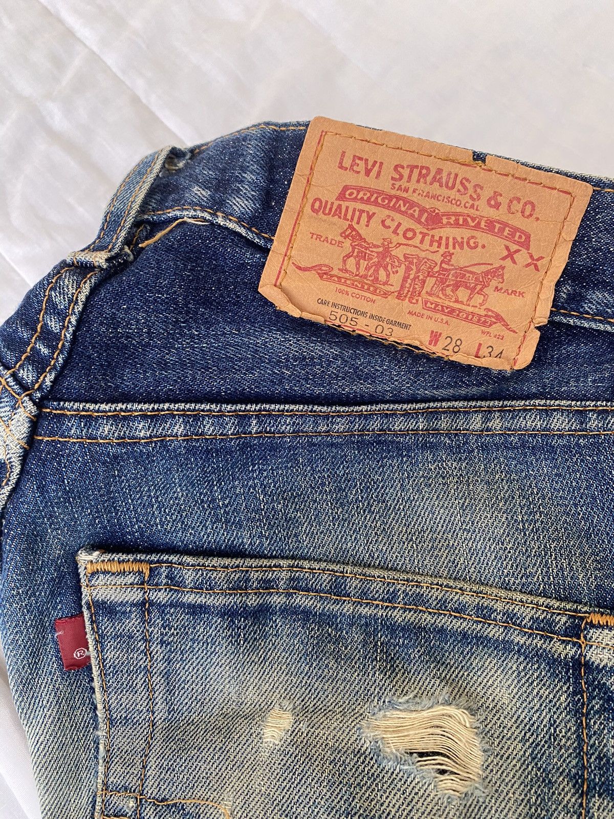 Beauty Beast × Levi's LEVIS 505 RUSTY DISTRESSED DENIM JEANS JAPAN Size US 29 - 8 Thumbnail