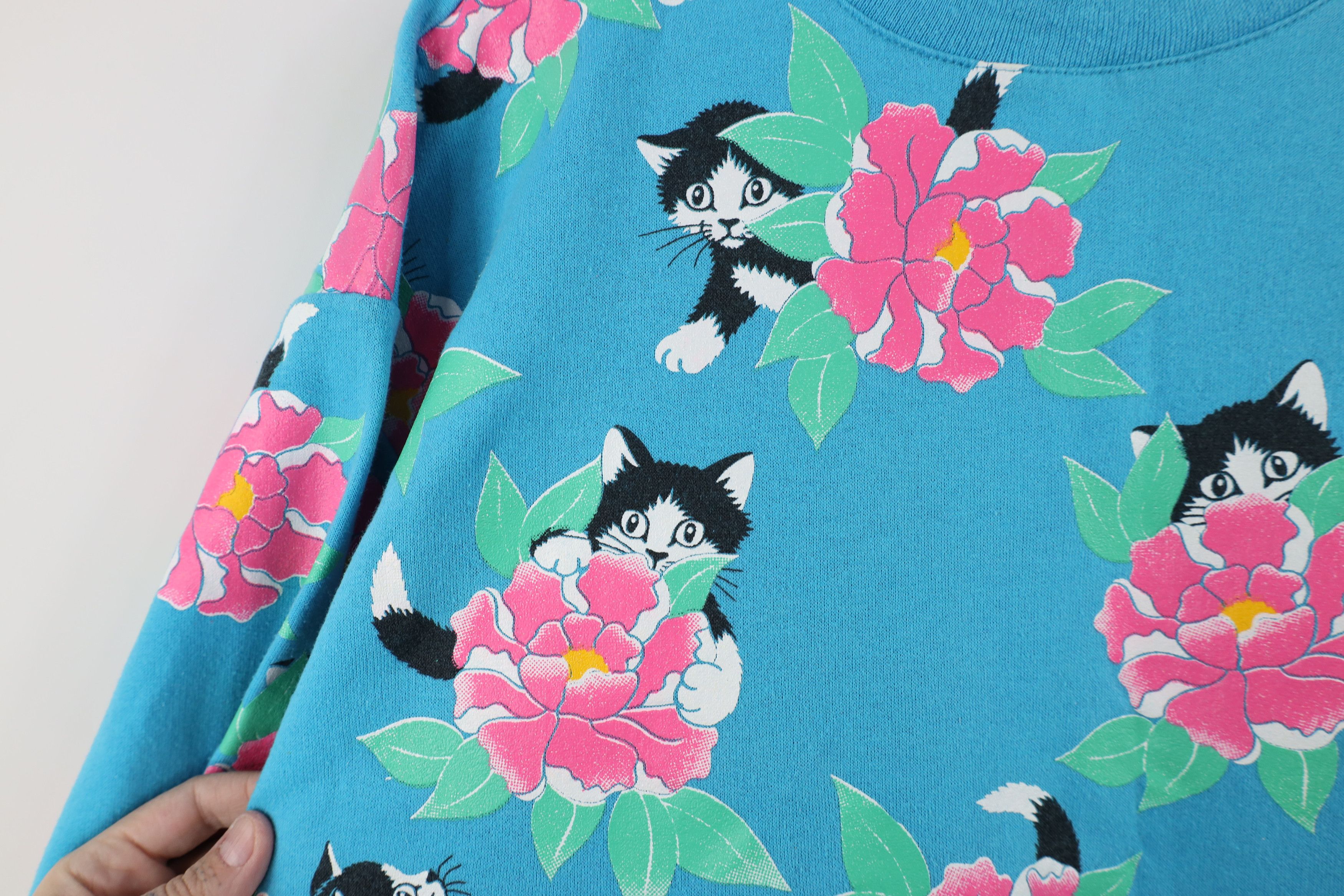 Vintage Vintage 90s Streetwear Kitten All Over Print Sweatshirt USA Size XL / US 12-14 / IT 48-50 - 4 Thumbnail