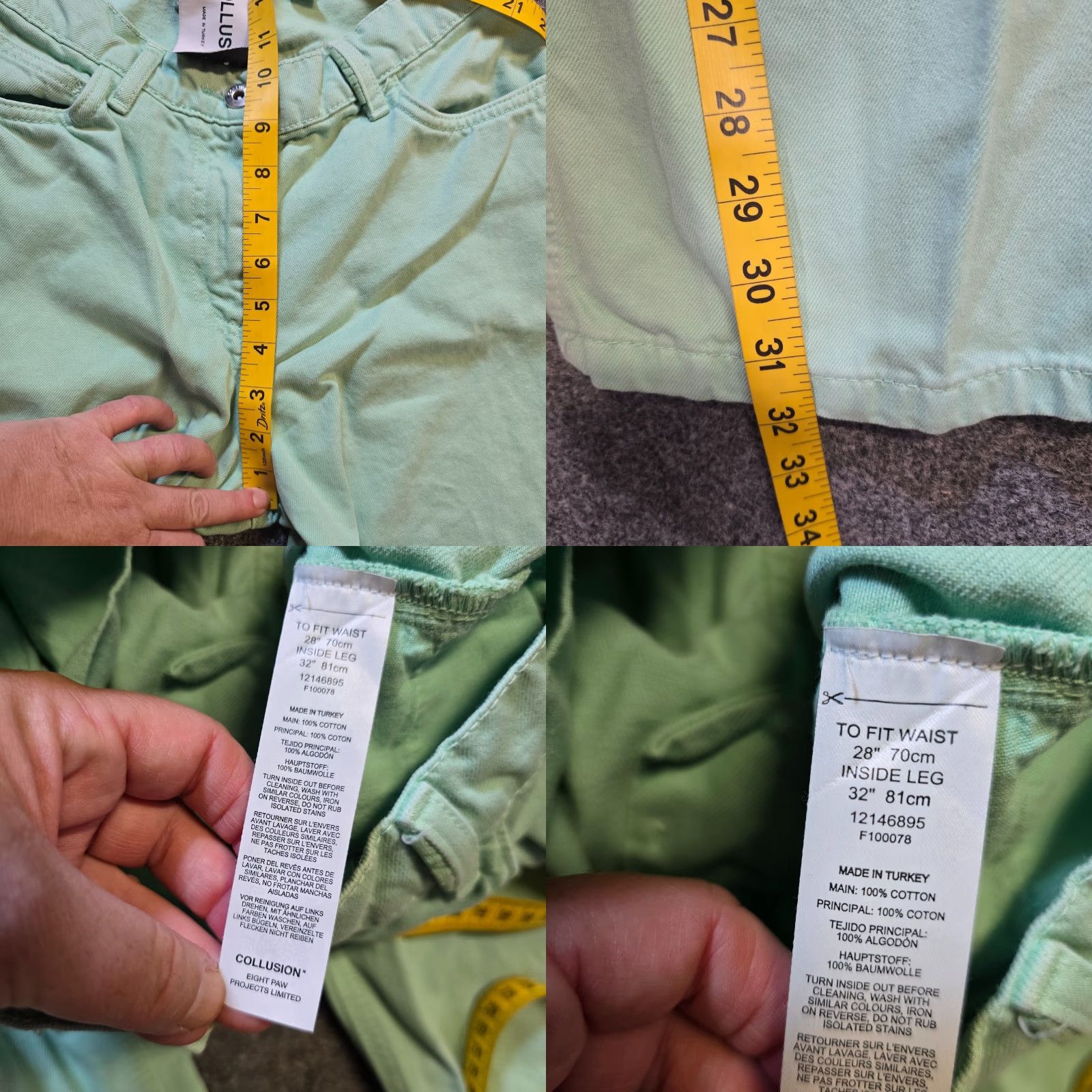 Vintage COLLUSION Jeans Womens 28 Green Baggy Straight Denim Casual Y2K Classic Baggy Straight Leg Regular Rise High Cotton Denim 32 In Inseam Womens Size 28" / US 6 / IT 42 - 8 Thumbnail