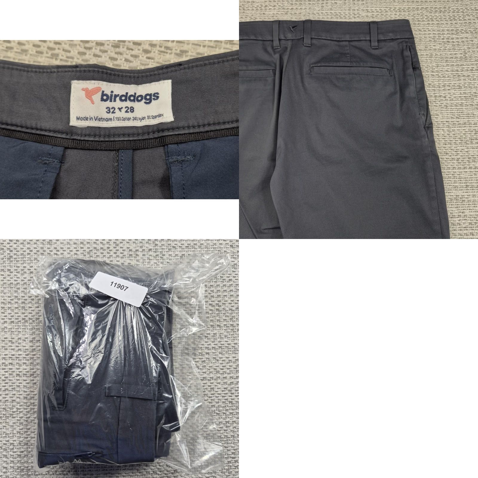 Vintage Birddogs Pants Mens 35x28 Gray Chino Stretch Zip Pocket Performance Golf Size US 35 - 8 Thumbnail