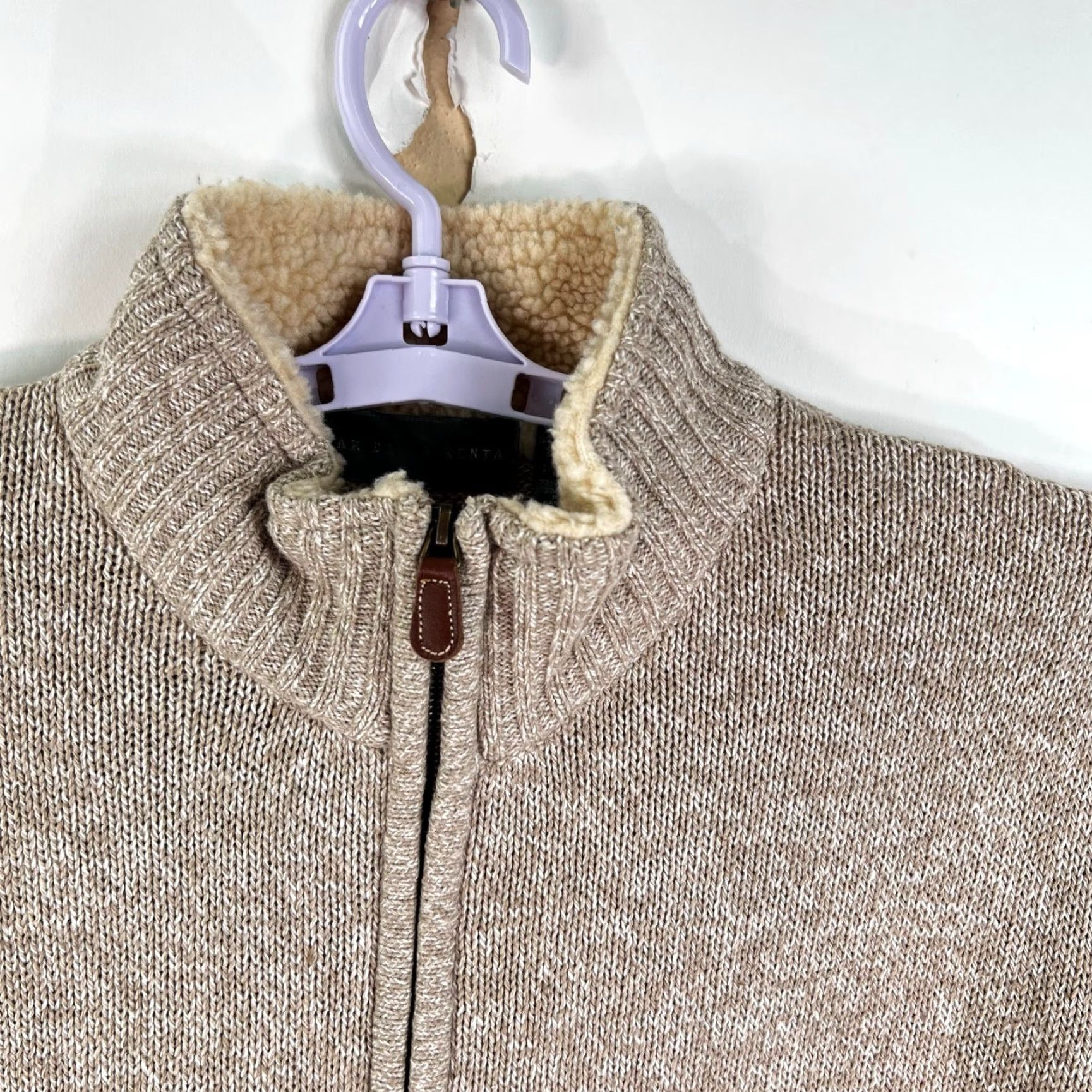 Oscar De La Renta Oscar de la Renta Kitts Twisted Tan Quarter Zip Pullover Mens L Knit Sweater 90s Classic Designer Brown 1/4 Zip Mens Size L Size US L / EU 52-54 / 3 - 2 Thumbnail