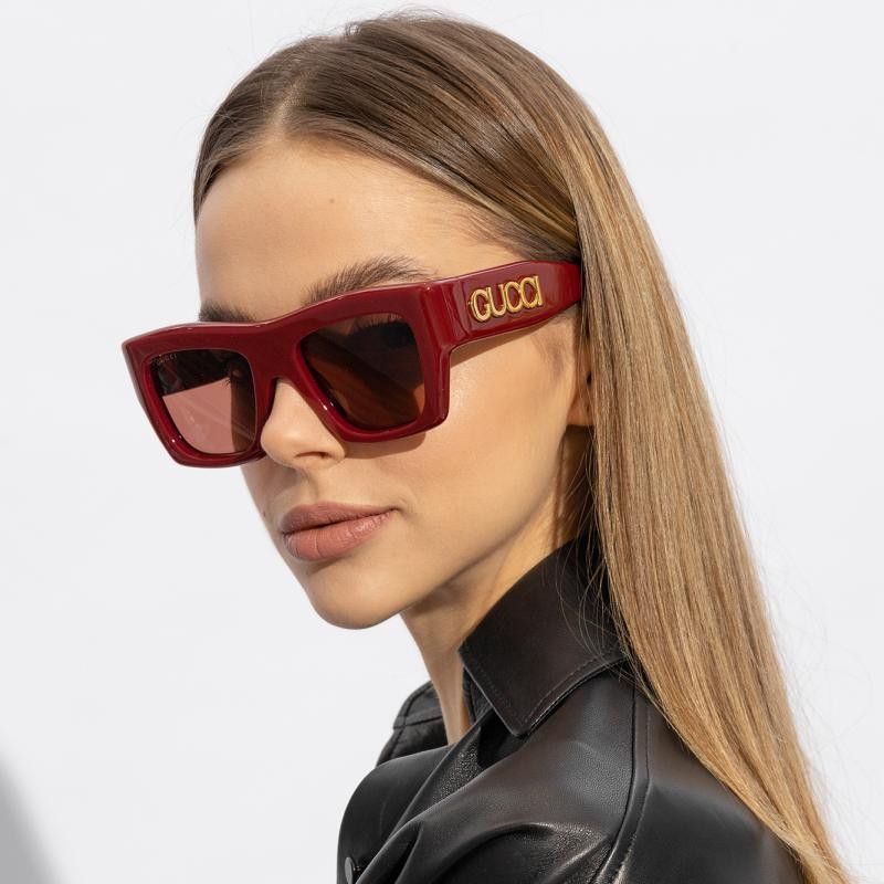Gucci Gucci GG1772S 003 Sunglasses Burgundy Square Frame Size ONE SIZE - 3 Thumbnail
