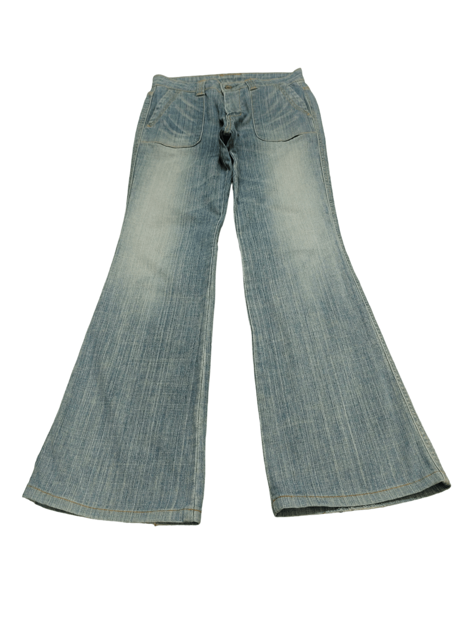 Le Grande Bleu (L.G.B.) Flare Jeans Et Boite Distress Faded Boot Cut Y2k Mudmax Size US 28 / EU 44 - 2 Thumbnail