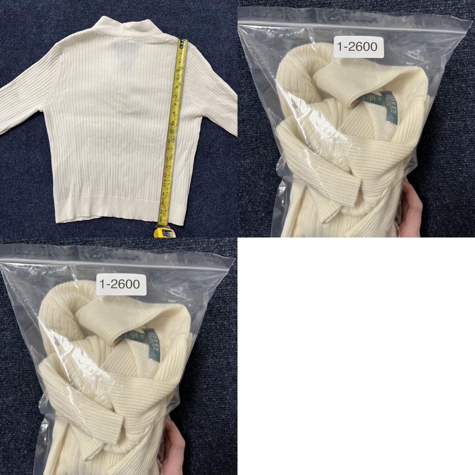 Ralph Lauren VINTAGE Lauren Ralph Lauren Sweater Womens Petite Large White Ribbed Shawl Collar Cotton Size L / US 10 / IT 46 - 8 Thumbnail