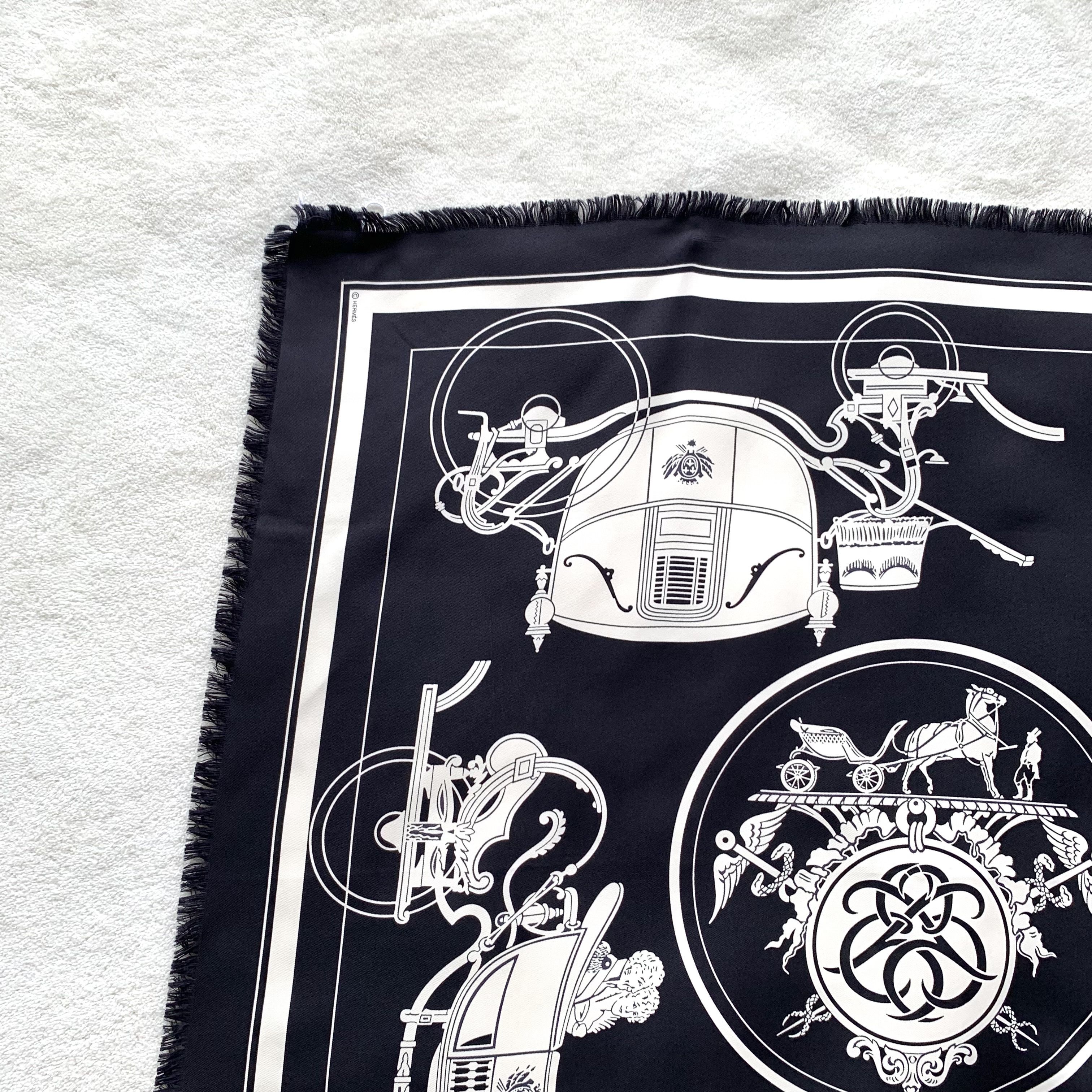 Hermes Hermès Ex-Libris Silk Scarf Black (80×80 cm) Size ONE SIZE - 3 Thumbnail