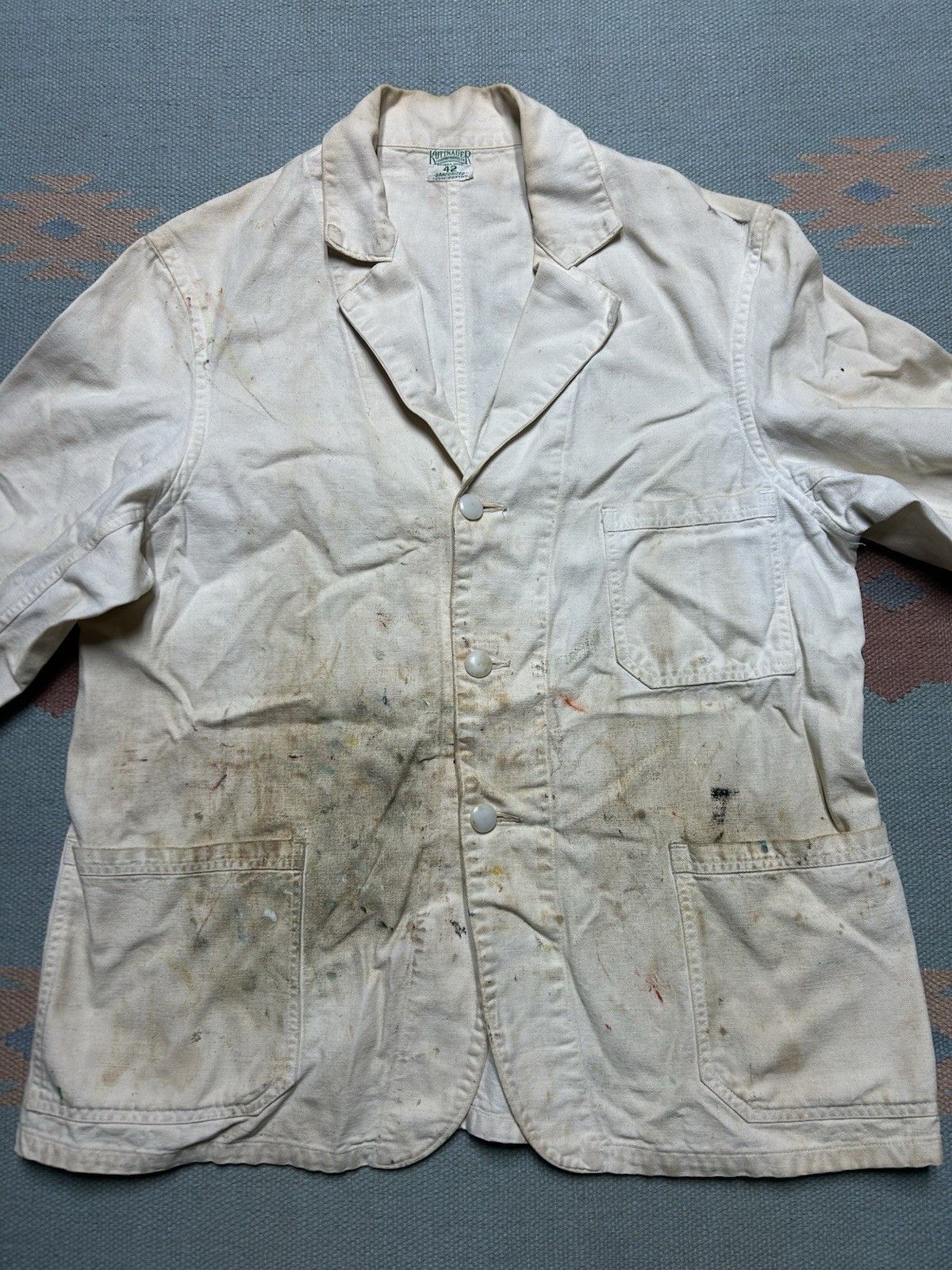 Vintage Vtg 20s 30s canvas chore jacket Kuttnauer Detroit paint 42 Size US L / EU 52-54 / 3 - 4 Thumbnail