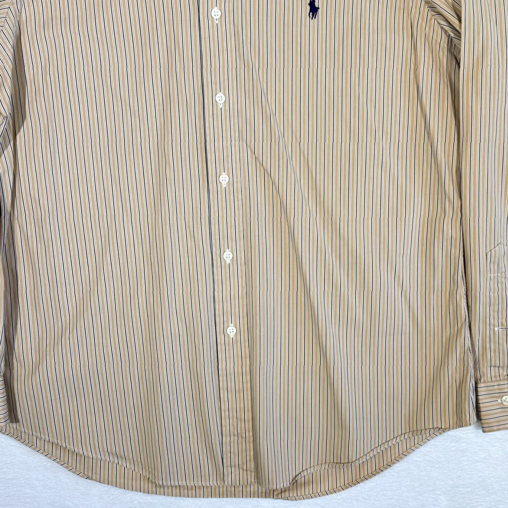 Ralph Lauren Ralph Lauren Shirt Mens Large Tan Striped Button-Down Long Sleeve Custom Fit Size US L / EU 52-54 / 3 - 6 Thumbnail