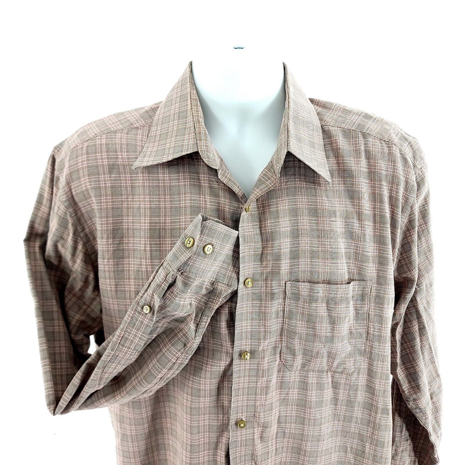 Joseph Abboud Joe Joseph Abboud Brown Red Plaid Large Cotton Collared Dres Size US L / EU 52-54 / 3 - 1 Thumbnail