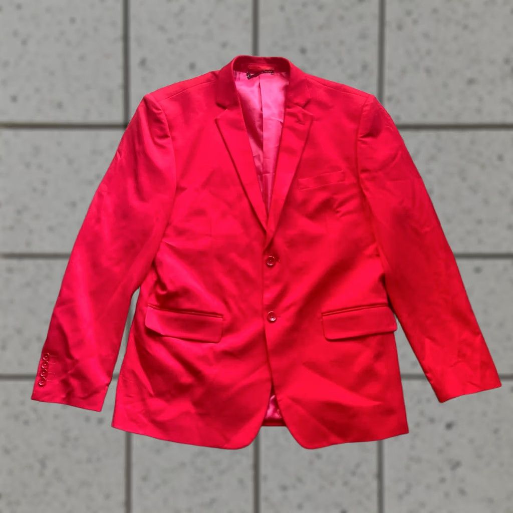 Vintage Barabas 2 Piece Suit Mens 44R Jacket 38x31 Pants Red Slim 2 Button Size 44R - 1 Thumbnail