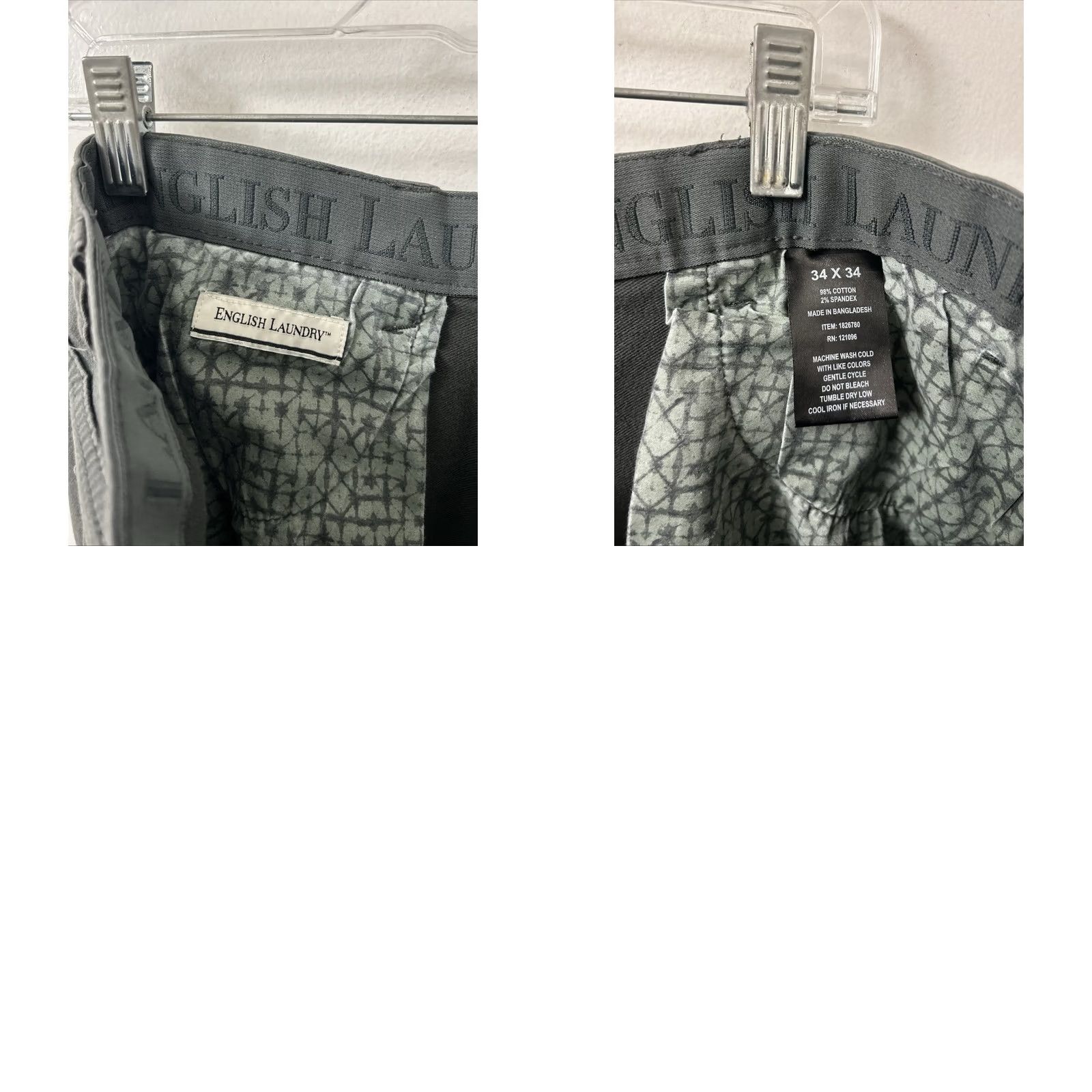 English Laundry English Laundry Pants Mens 34 Gray Chino 34x32 Charcoal Grey Pocket Stretch Size US 34 / EU 50 - 9 Thumbnail