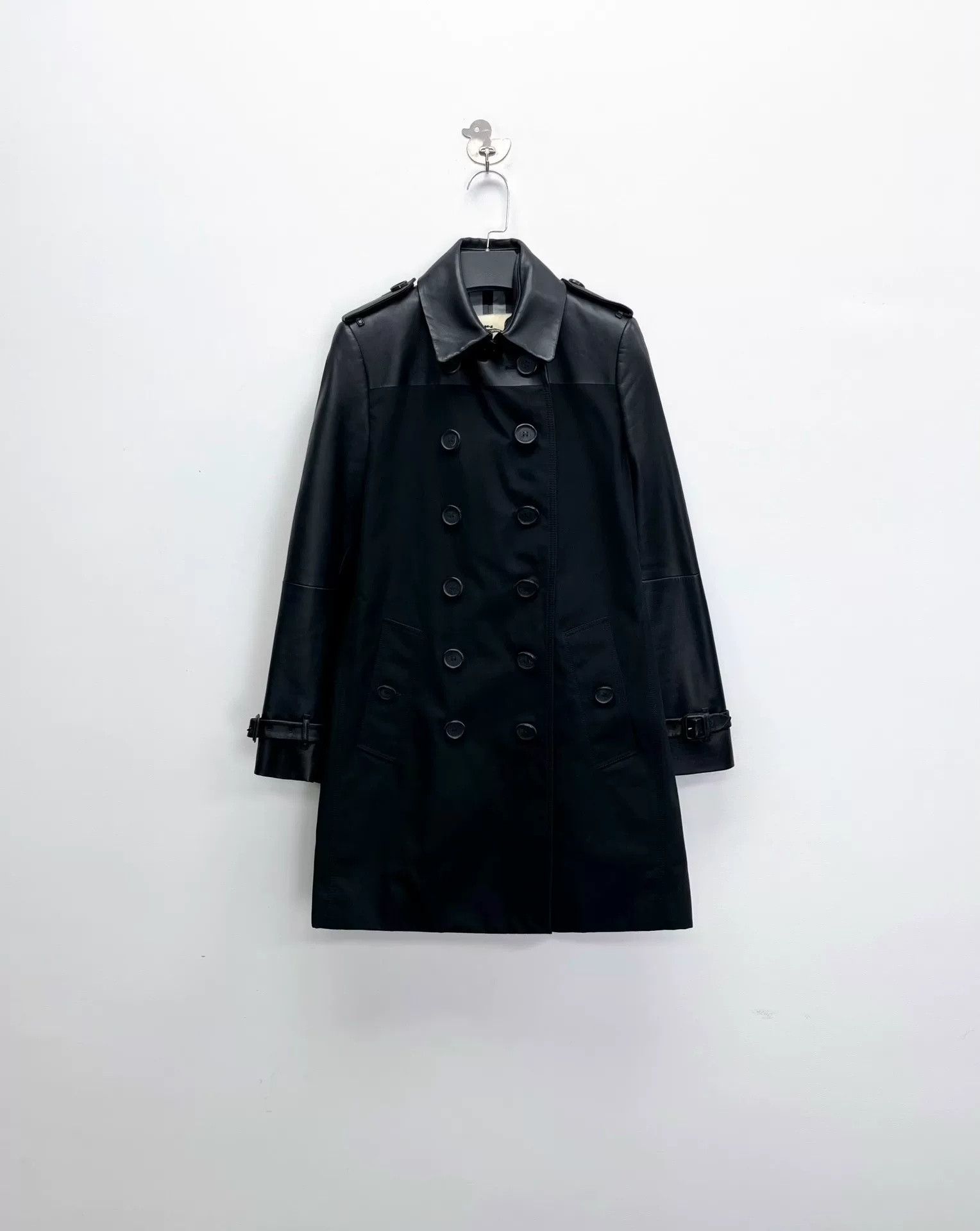 Burberry Burberry Black Lambskin Kensington Trench Coat Size US M / EU 48-50 / 2 - 1 Thumbnail