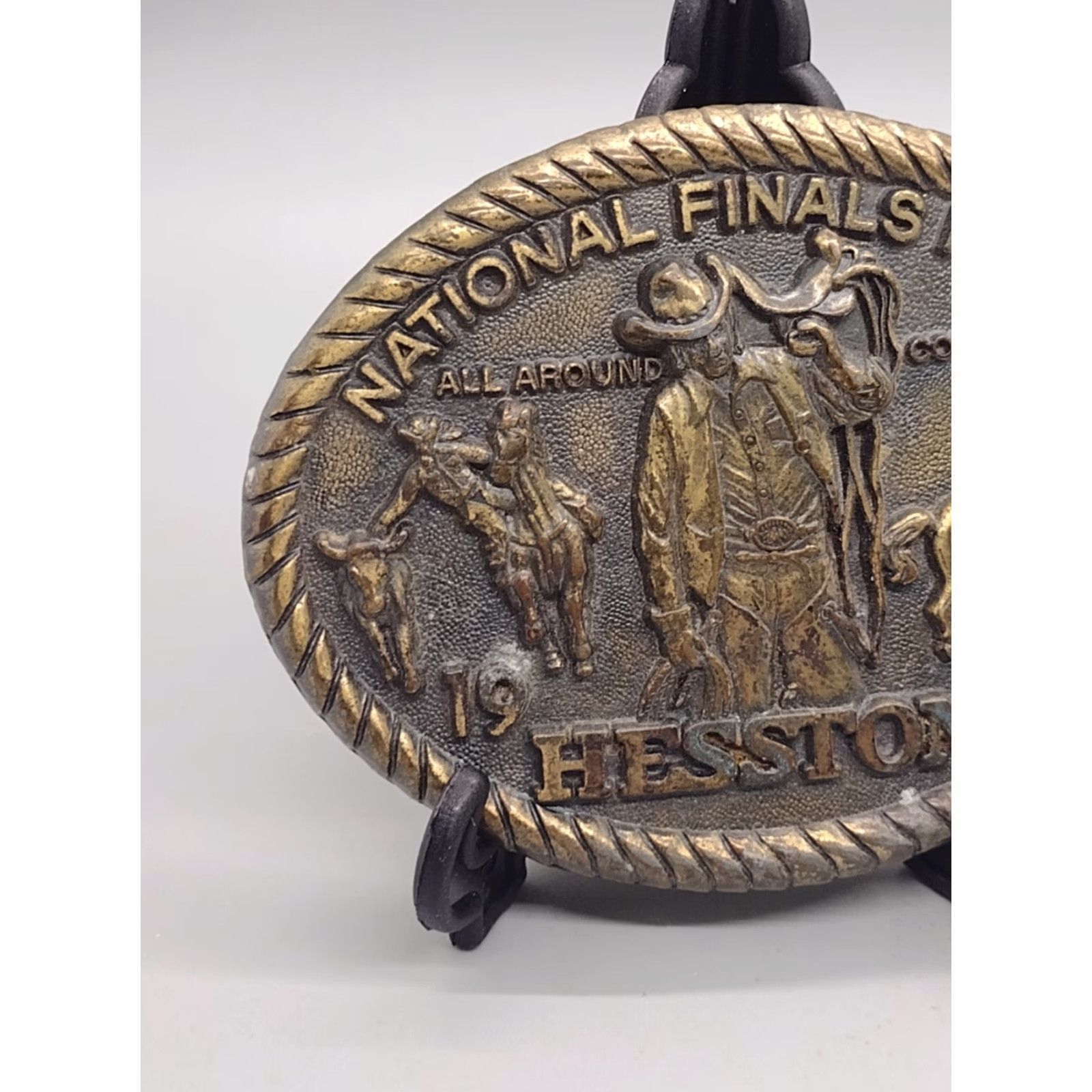 Vintage VINTAGE Hesston National Finals Rodeo Belt Buckle 1982 NFR Cowboy Western 1.75 in Men Adult Brass Size ONE SIZE - 2 Thumbnail