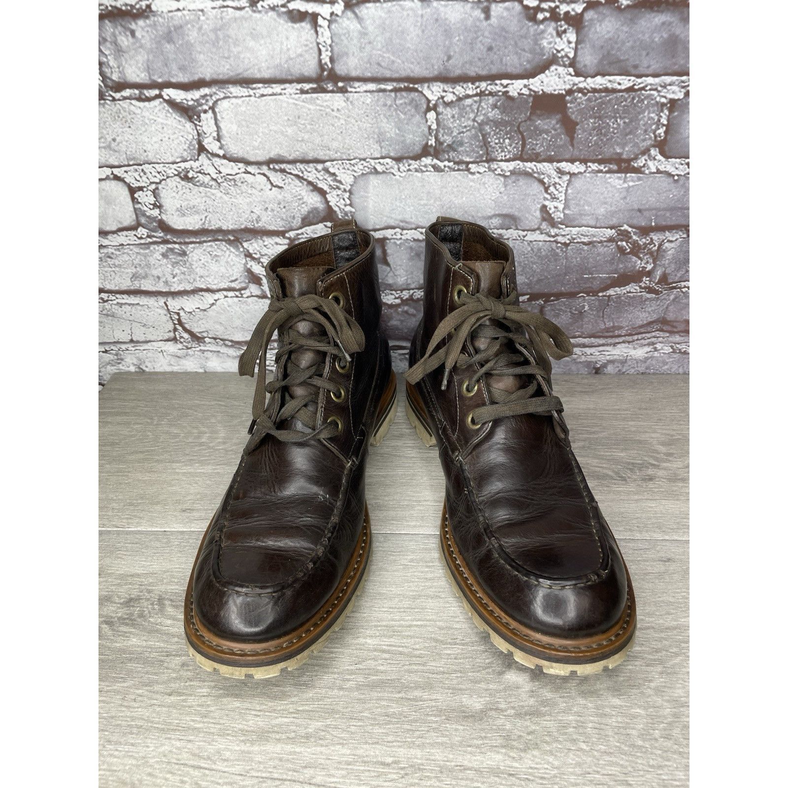 John Varvatos John Varvatos Eric Brown Leather Lace Moc Toe Work Chukka Bo Size US 9 / EU 42 - 15 Thumbnail
