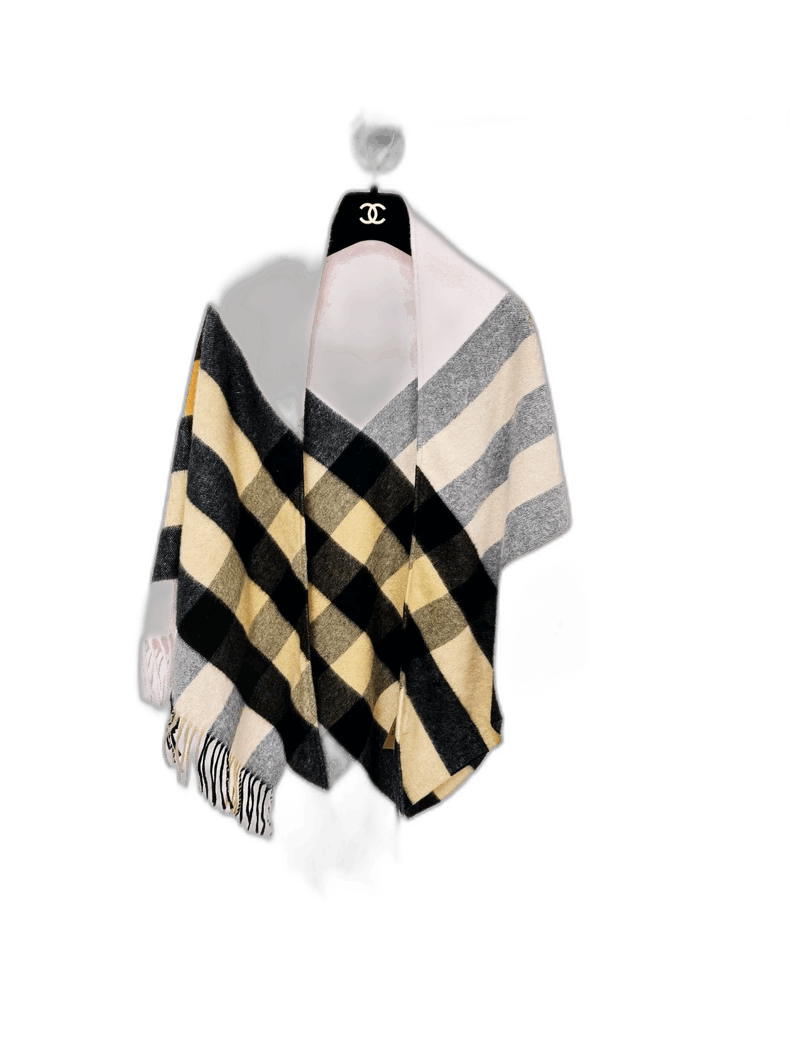 Burberry Cashmere Scarf Shawl in Black Yellow