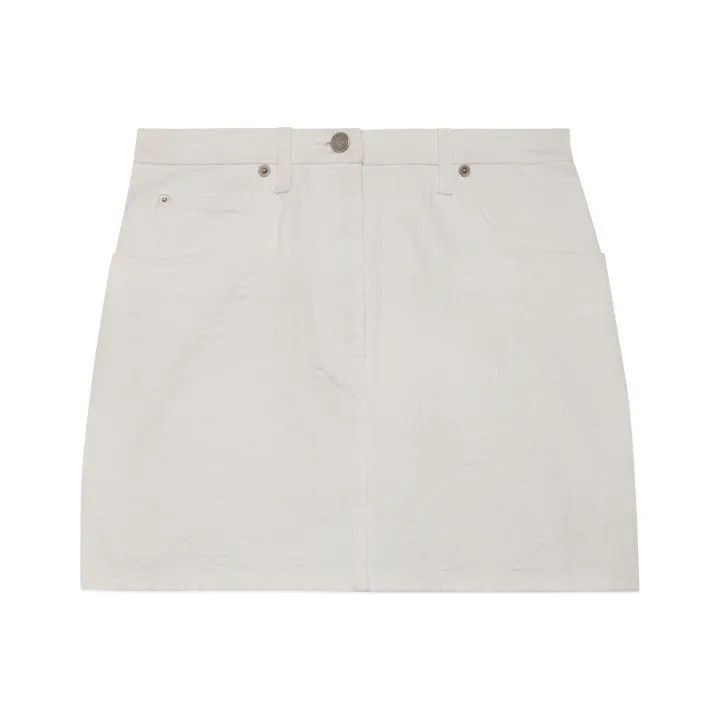 Other GUCCI White GG Jacquard Denim Skirt-2507 Size 39" - 7 Thumbnail