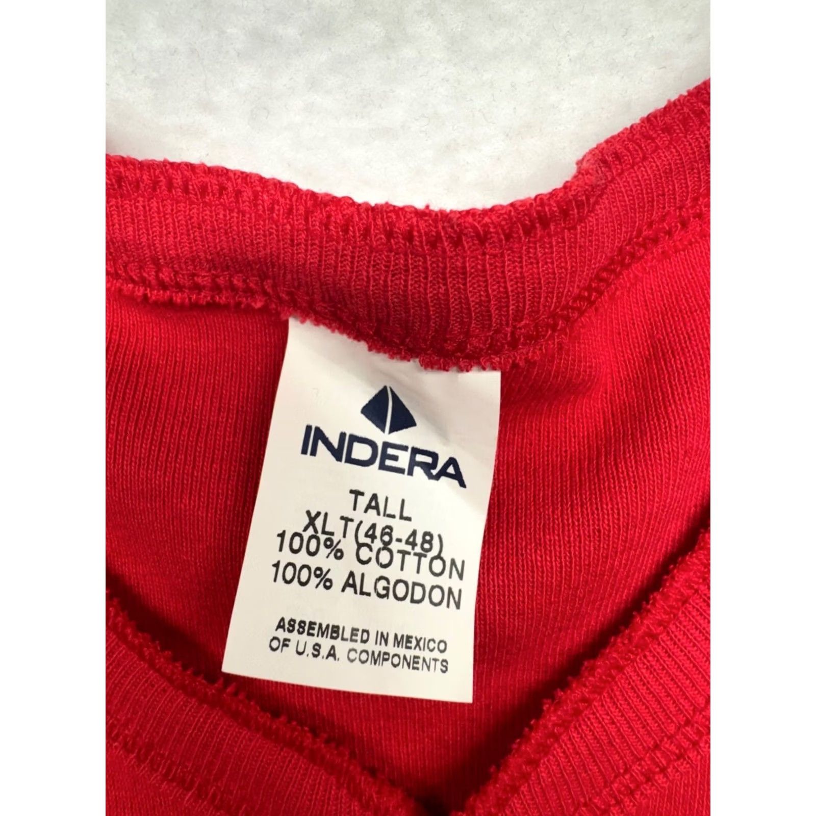 Vintage Indera Red Union Suit XLT 100% Cotton Long Underwear Thermal One-Piece Mens XLT Red Cotton Thermal Long Johns Size 46R - 4 Thumbnail