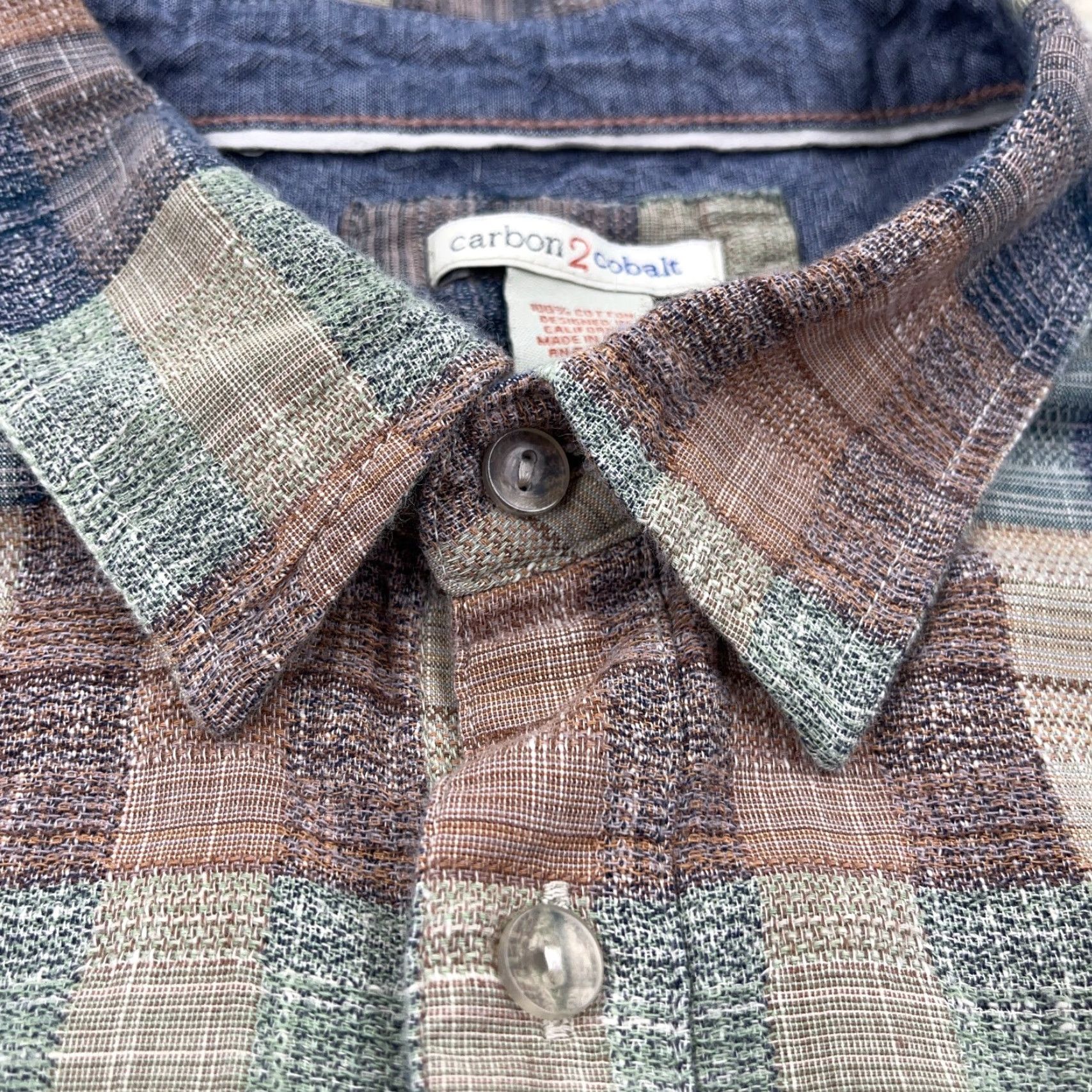 Carbon2Cobalt Carbon 2 Cobalt Shirt Men XL Multicolor Blue Green Striped Plaid Flannel Button-Up Size US XL / EU 56 / 4 - 4 Thumbnail