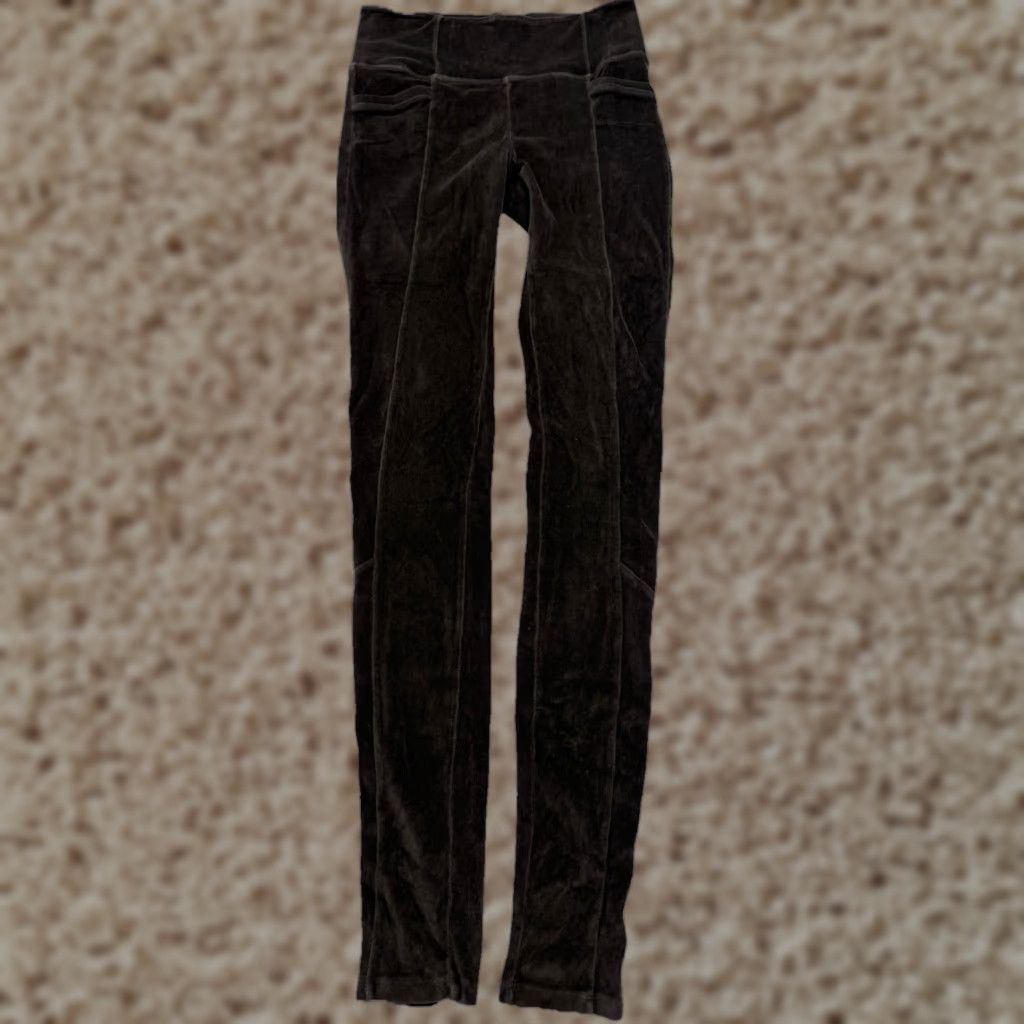 Athleta Athleta Leggings S Tall Brown Velour Women Pockets Size 28" / US 6 / IT 42 - 1 Thumbnail