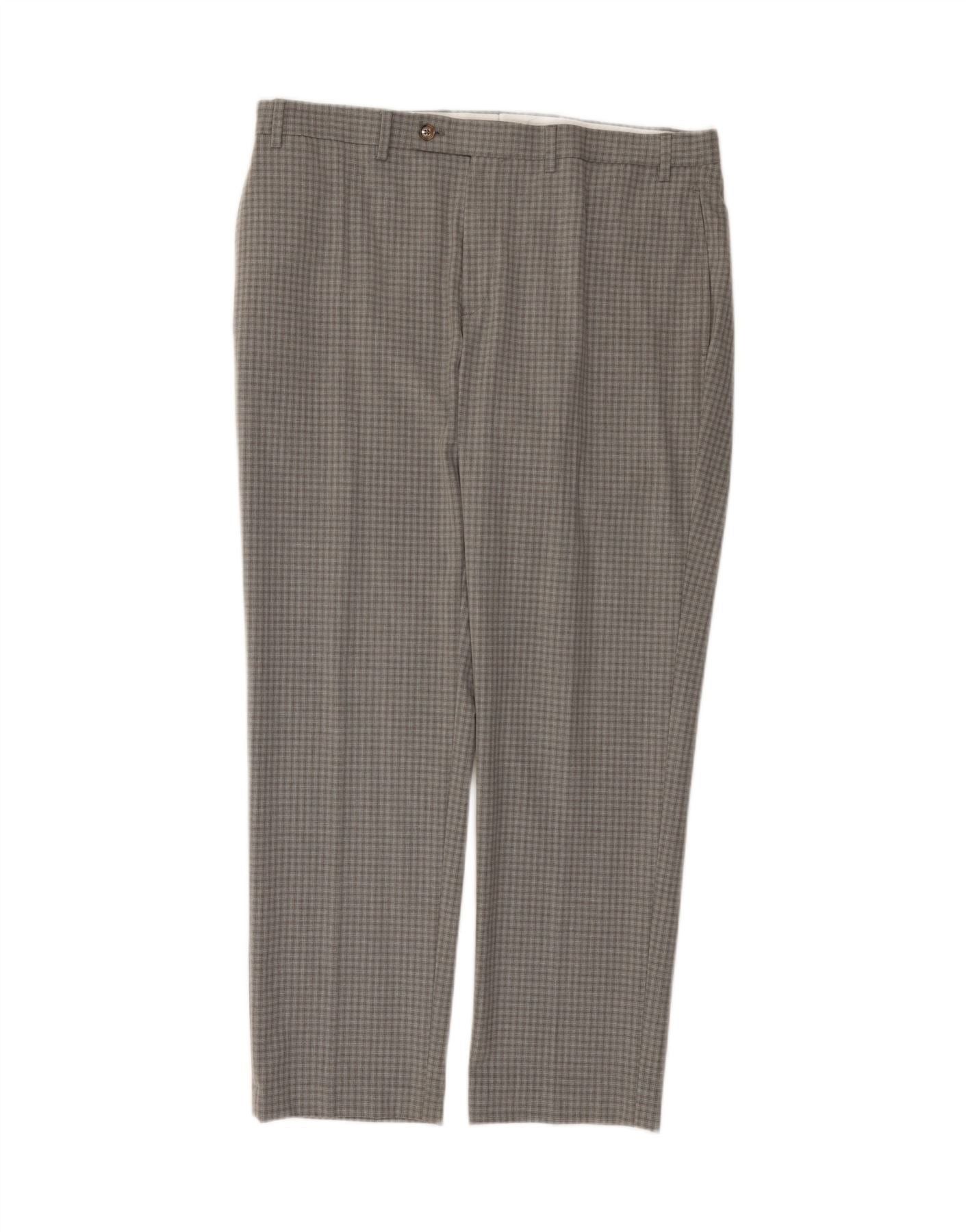 Ralph Lauren Mens Straight Suit Trousers W38 L30 Grey Check Polyester Size 38R - 1 Thumbnail