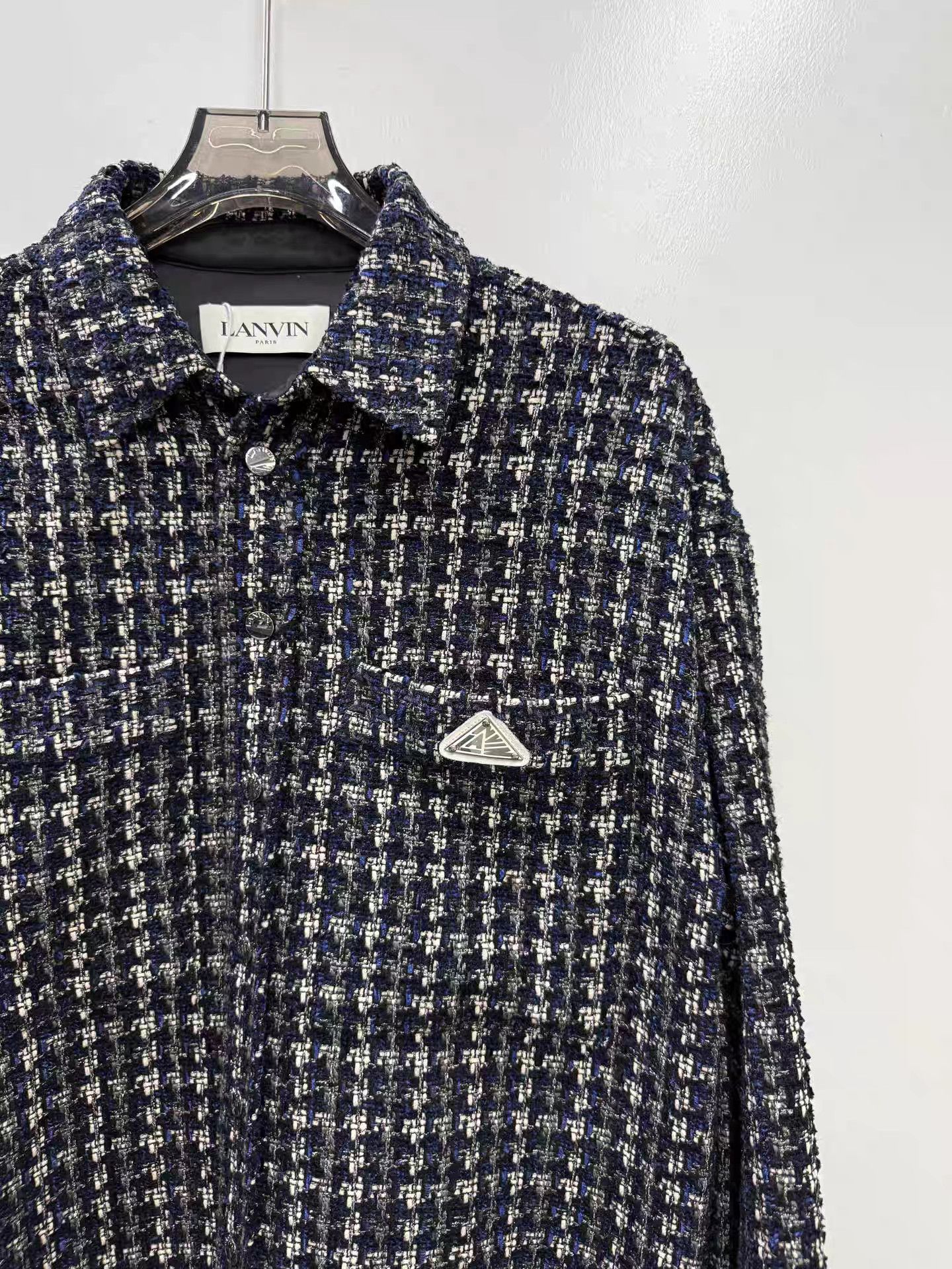 Lanvin Lanvin Blue & White Tweed Jacket K15 Size US M / EU 48-50 / 2 - 2 Thumbnail