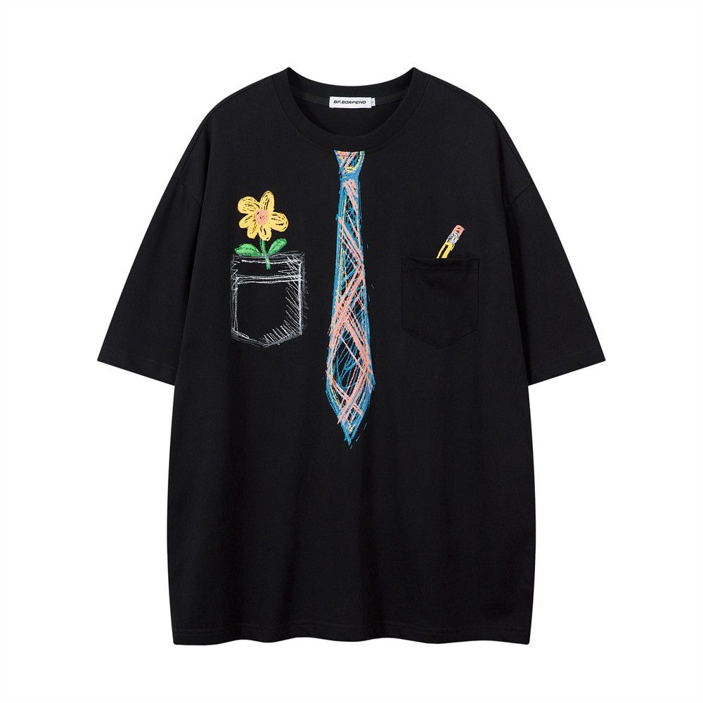 Japanese Brand × Vintage Men's casual high street hand-painted tie T-shirt Size US M / EU 48-50 / 2 - 1 Thumbnail