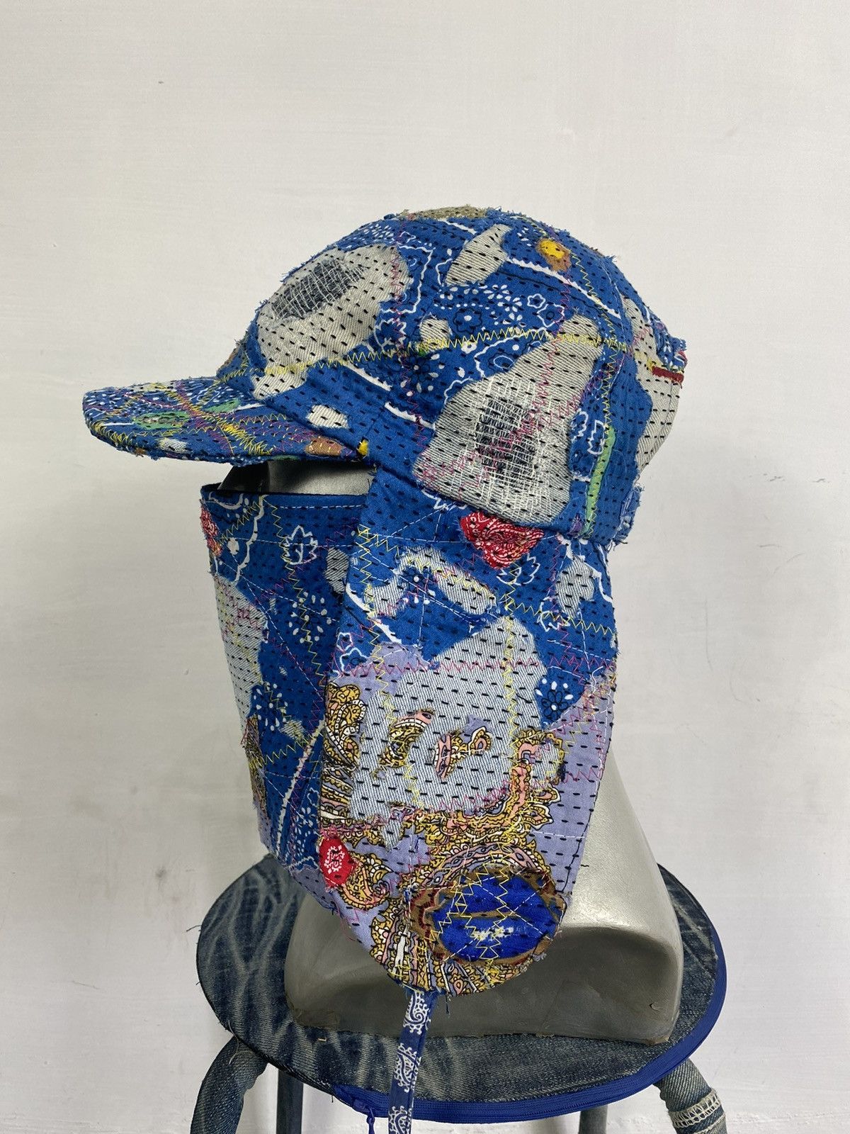 Handmade Custom Made Distressed Paisley Boro patchwork hats by Ahado Size ONE SIZE - 4 Thumbnail