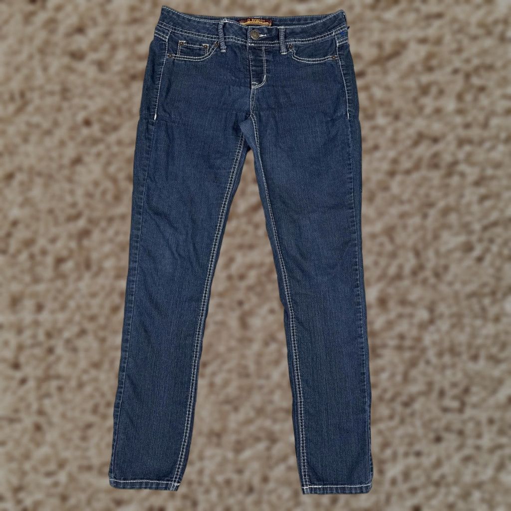 Vintage 2 BWU Womens Skinny Jeans Blue Dark Wash Mid Rise Slim 32x30 5-Pocket Denim Stretch Size 32" / US 10 / IT 46 - 1 Thumbnail