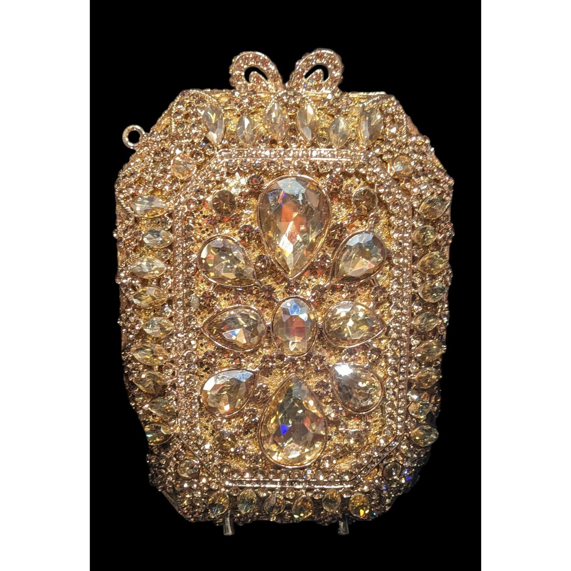 Other Luxury Rhinestone Encrusted Evening Bag Gold Tone With Remov Size ONE SIZE - 1 Thumbnail