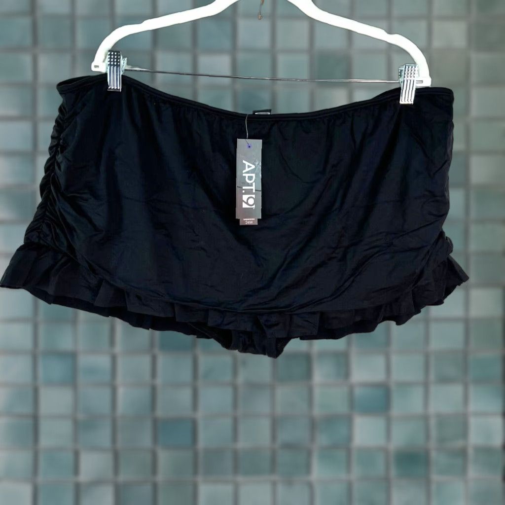 Apt. 9 Apt. 9 Ruffled Skirtini Bottom Women's 24W Black Swimwear Size 42" / US 20 - 1 Thumbnail