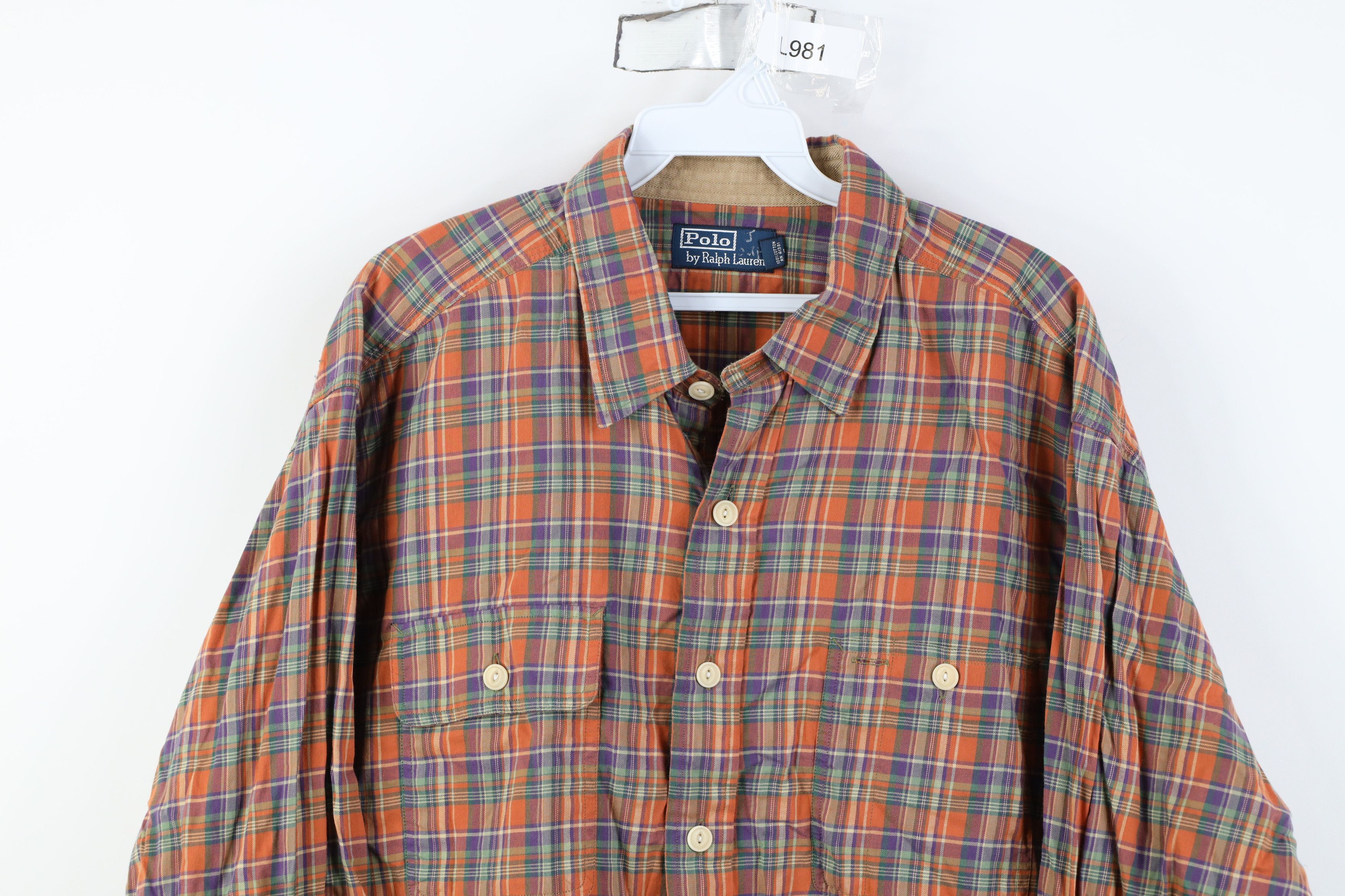 Ralph Lauren Vintage 90s Ralph Lauren Flannel Elbow Patch Button Shirt Size US XL / EU 56 / 4 - 2 Thumbnail