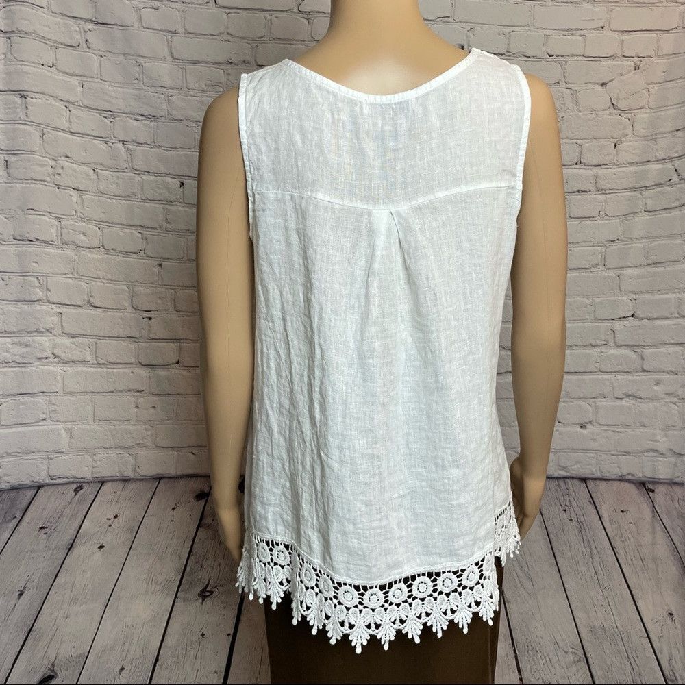 Other NWT New Terzo Millennio White Linen Eyelet Peplum Top Made Size S / US 4 / IT 40 - 4 Thumbnail