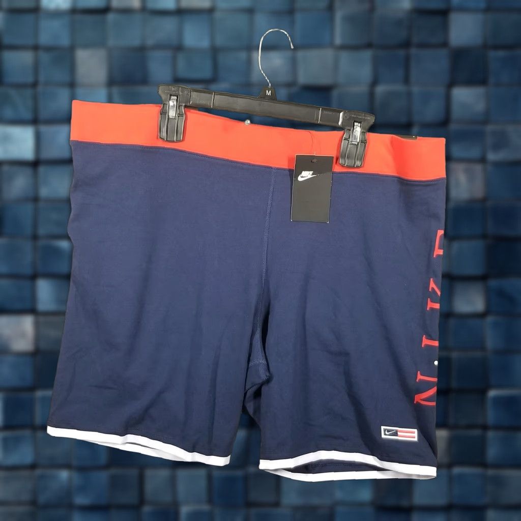 Nike Nike Biker Shorts Womens 3X American Flag Swoosh Navy Red Tight Fit DM7992-410 Size 40" / US 18 - 1 Thumbnail
