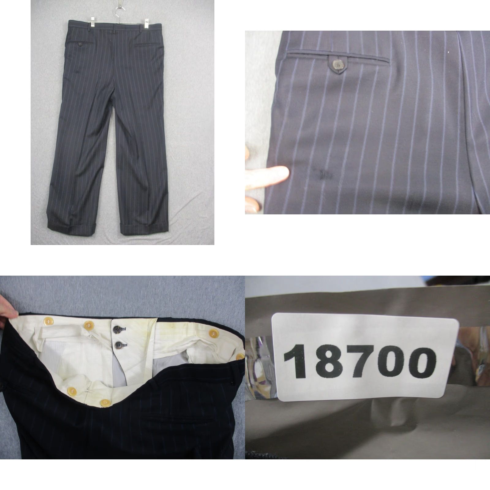 Vintage Stuart's Choice Suit Mens 44 Wool Pinstripe 2 Piece Pleated 37x30 Made Italy Size 44R - 11 Thumbnail