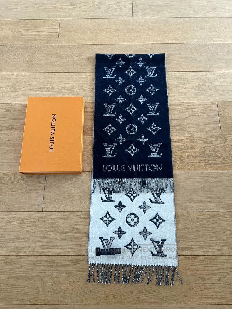 Louis Vuitton Louis Vuitton Black reversible shawl scarf Size ONE SIZE - 1 Thumbnail