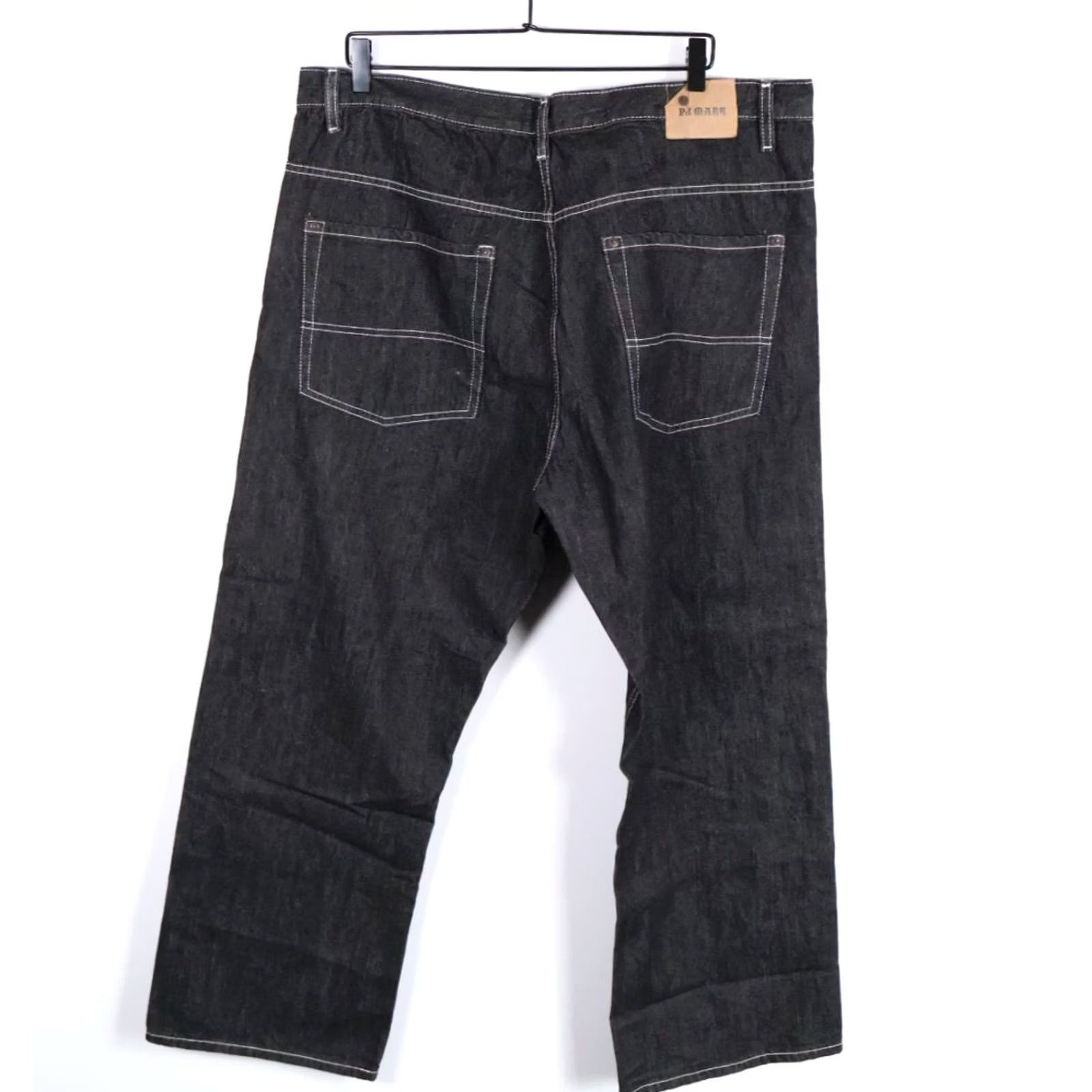 Denime VINTAGE PJ MARK Jeans 38 x 31 Baggy Loose Fit 90s Hip Hop Black Denim White Stitch Unworn Mens Size US 39 - 2 Thumbnail