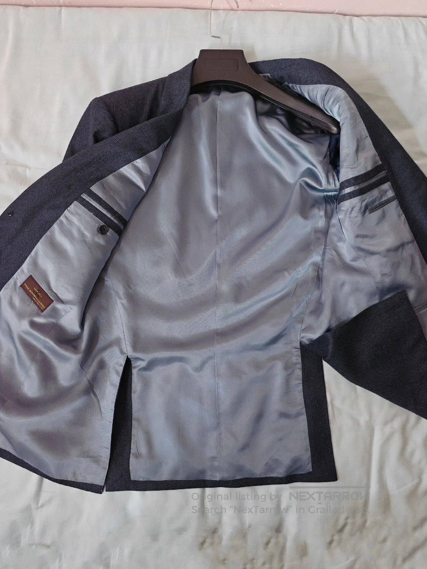 Japanese Brand Italian Wool Custom Suit in Blue Black. Size US M / EU 48-50 / 2 - 4 Thumbnail