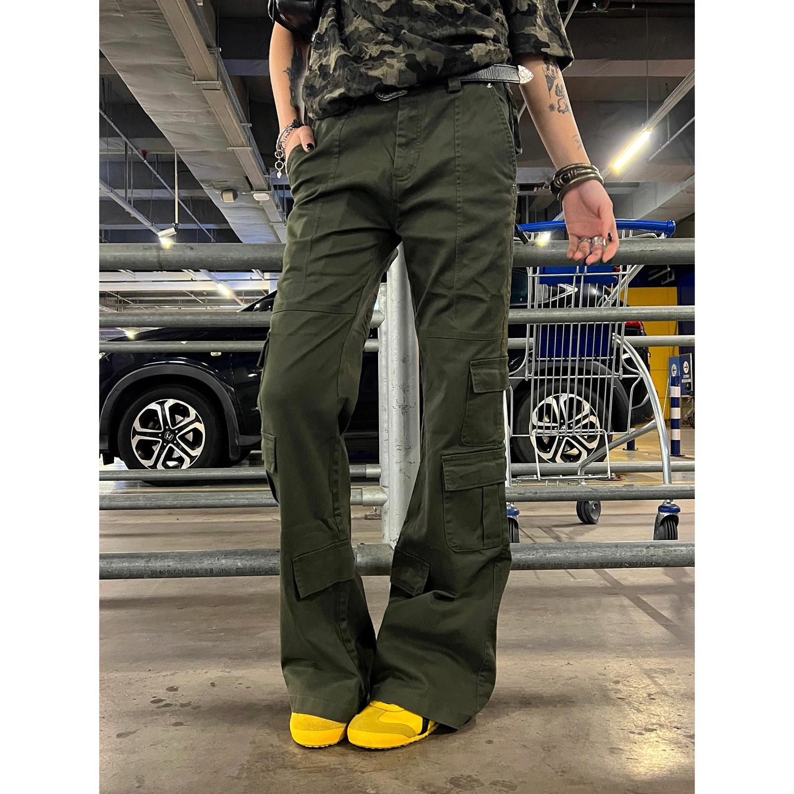 Vintage Flare Multi Pocket Cargo Pants, Stacked Pants / Trousers Size 30" / US 8 / IT 44 - 2 Thumbnail