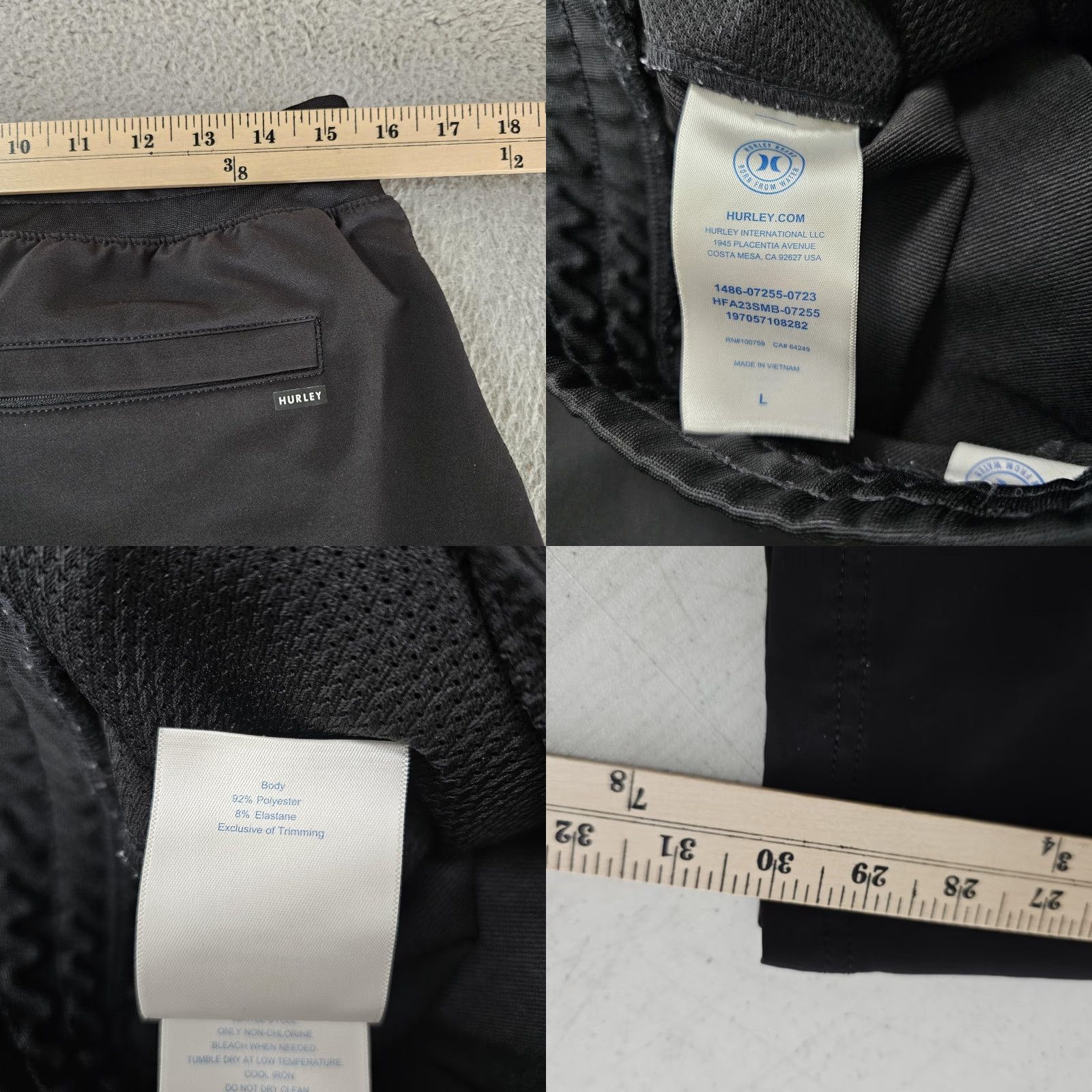 Hurley Hurley Pants Mens Large Black Athletic Joggers Drawstring Stretch HFA23SMB-07255 Size US 33 - 8 Thumbnail