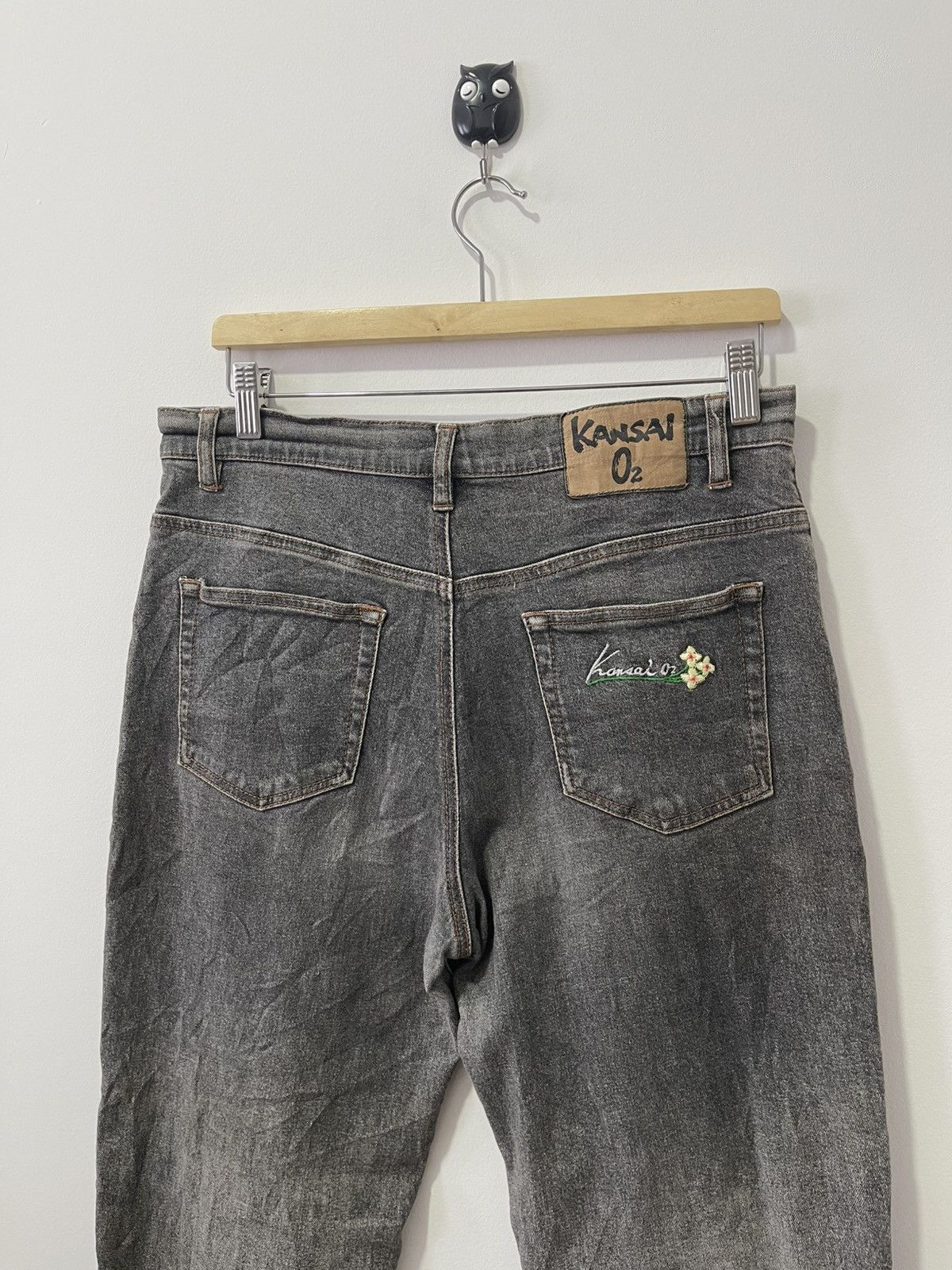 Kansai Yamamoto Rare Vintage KANSAI 02 Embroidered Back Pocket Faded Black Size US 30 / EU 46 - 4 Thumbnail