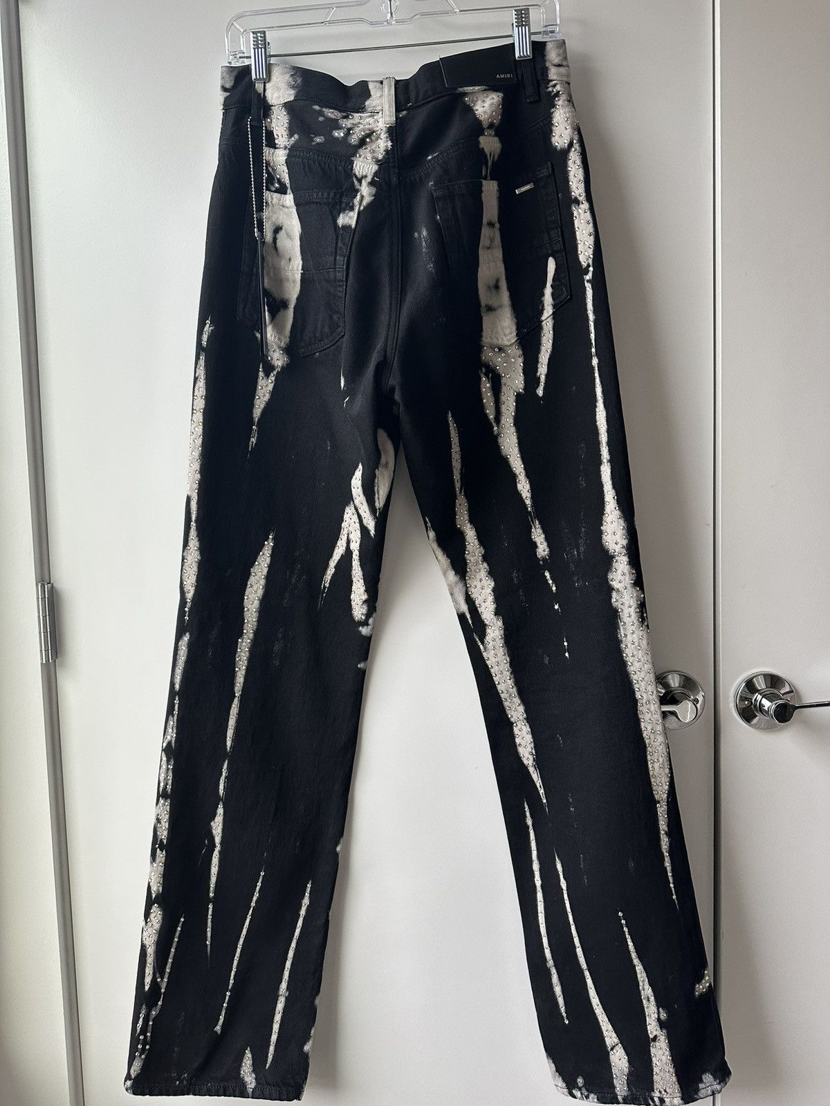 Amiri AMIRI CRYSTAL BLEACHED DYE STRAIGHT LEG EMBELLISHED JEAN Size US 30 / EU 46 - 5 Thumbnail