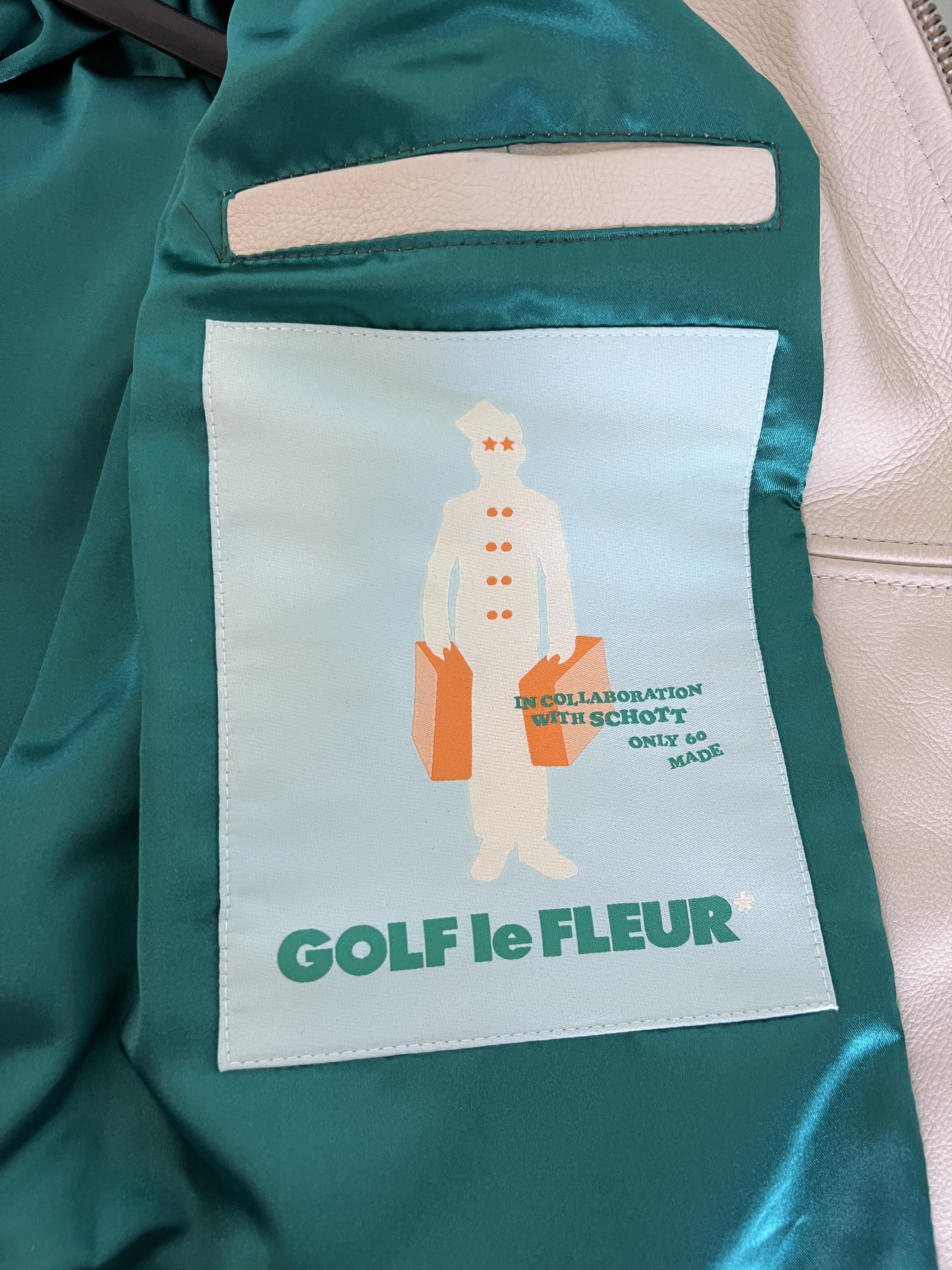 Golf le Fleur Golf le Fleur Schott Call Me Leather Work Jacket in Cream Size US L / EU 52-54 / 3 - 13 Thumbnail