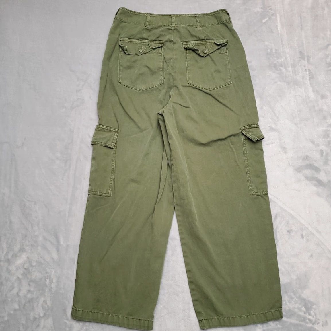 Vintage Women Pants Sz 6 Green Denim Wide Leg Button Fly 90s Retro Y2K Cargo Double Knee Cotton Jeans Tailored? Size 28" / US 6 / IT 42 - 6 Thumbnail