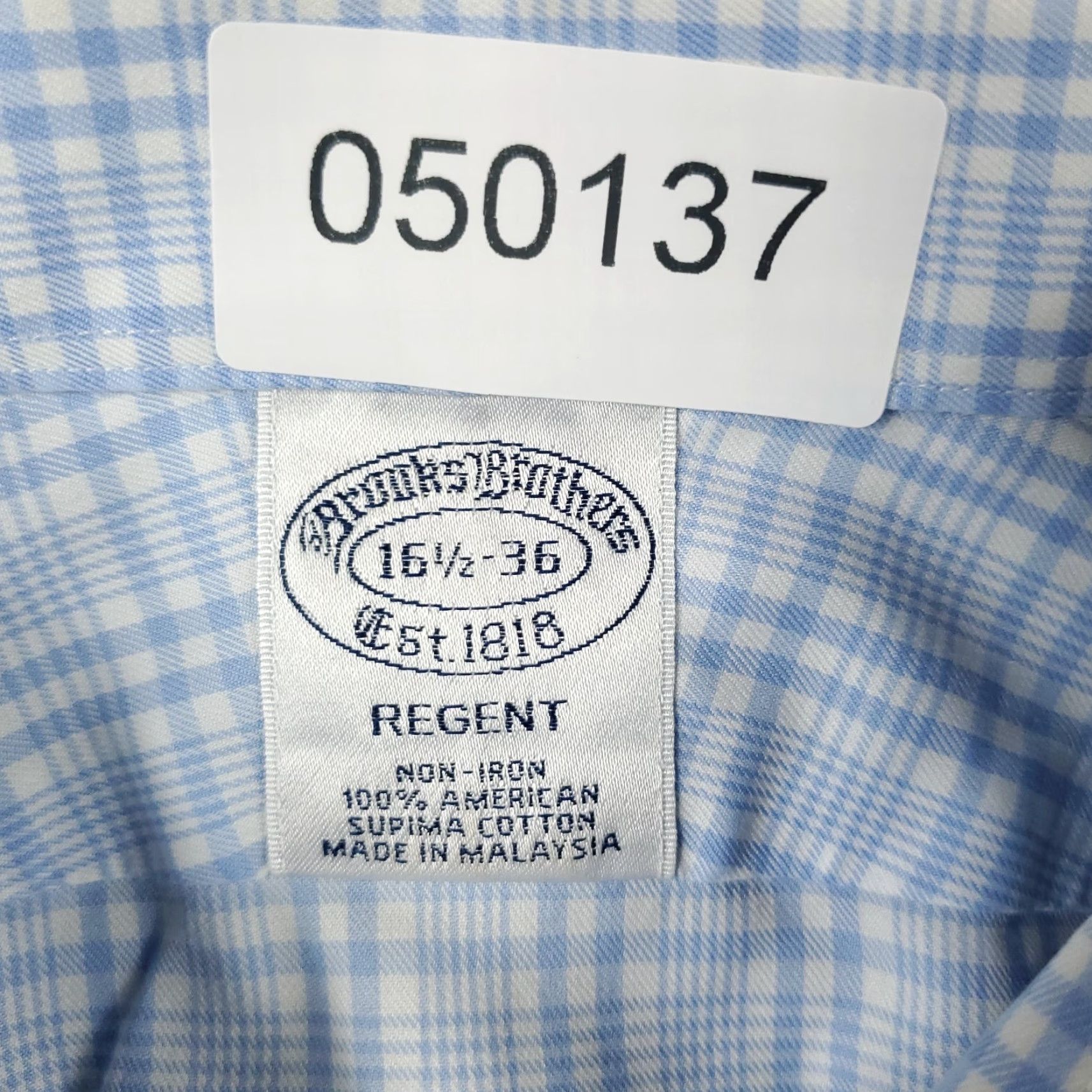 Brooks Brothers Brooks Brothers Dress Shirt Mens Regular 16.5 Blue Plaid Long Sleeve Button Up Size 42R - 8 Thumbnail
