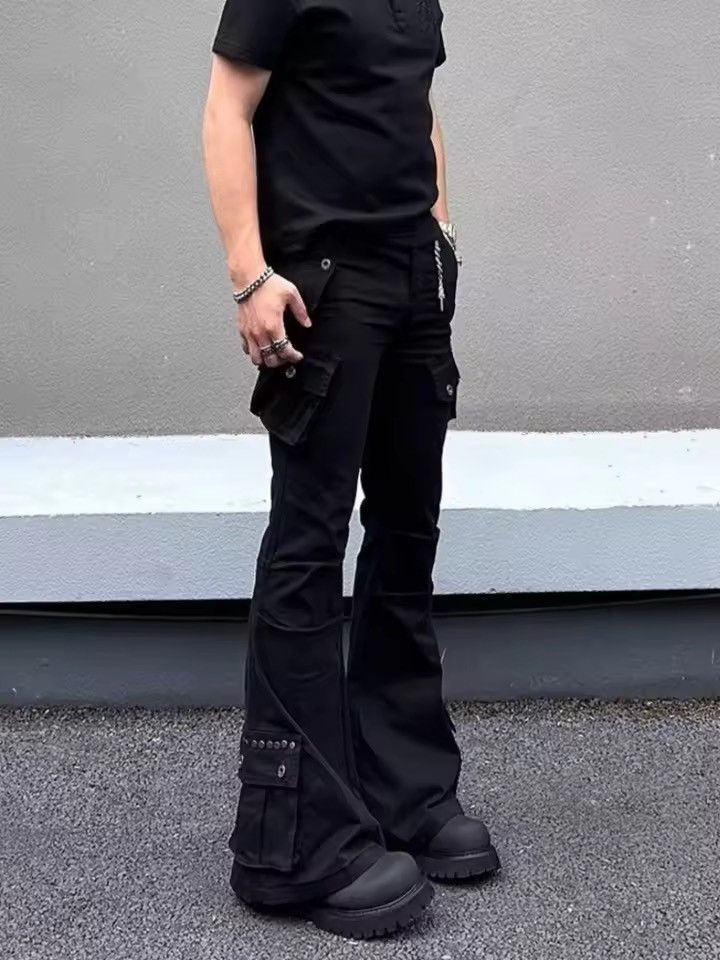 Jean Multi Pockets Black Slim Flared Jeans Pants Size US 30 / EU 46 - 4 Thumbnail