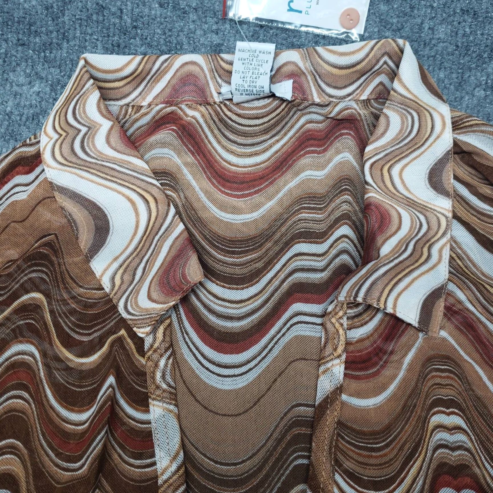 Vintage Rue21 Dress Womens Plus 3X Brown Wavy Cardigan Jacket Long Sleeve 2pc New Size XXL / US 16-18 / IT 52-54 - 3 Thumbnail