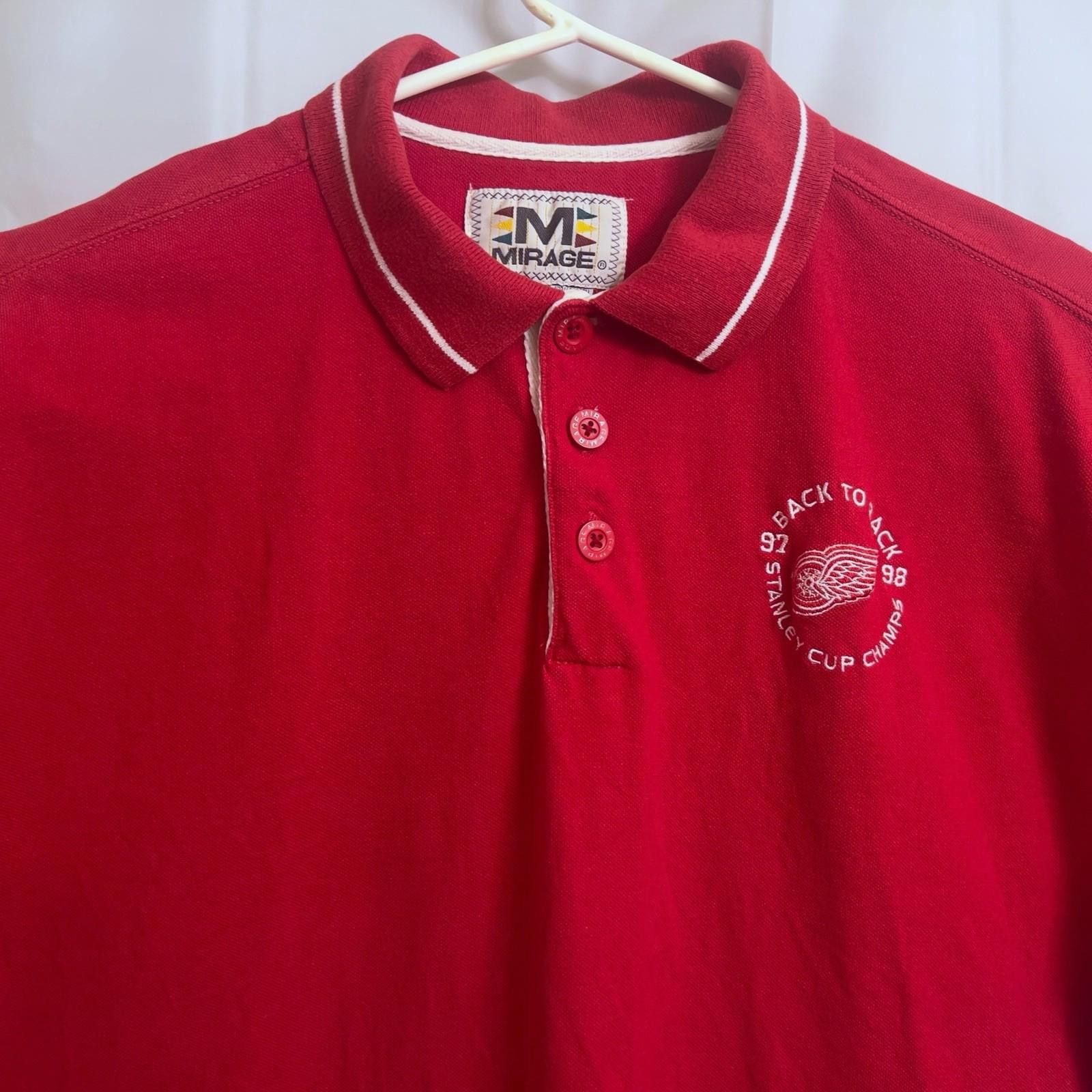 Mirage Mirage Detroit Red Wings 97 & 98 Stanley Cup Polo Shirt Men Size ONE SIZE - 2 Thumbnail